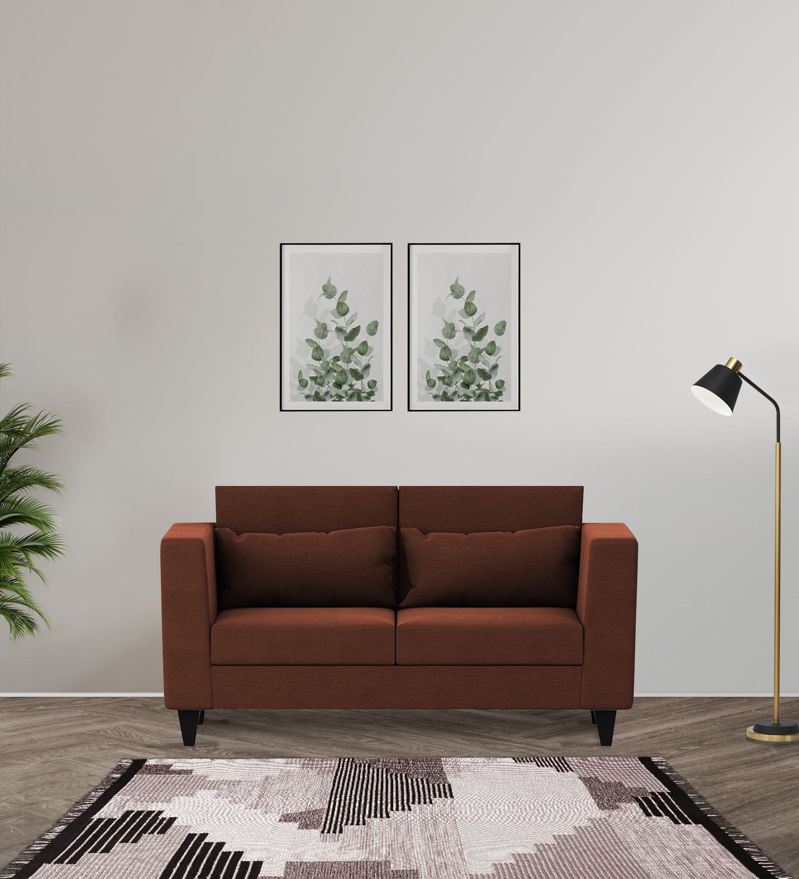 Nipul 2 Seater Fabric Sofa - Coffee Brown by Febonic Living