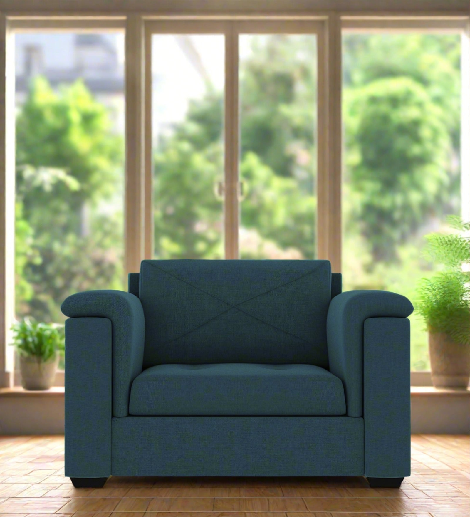Andres Fabric 1 Seater Sofa In Harbour Blue Colour - Febonic Living
