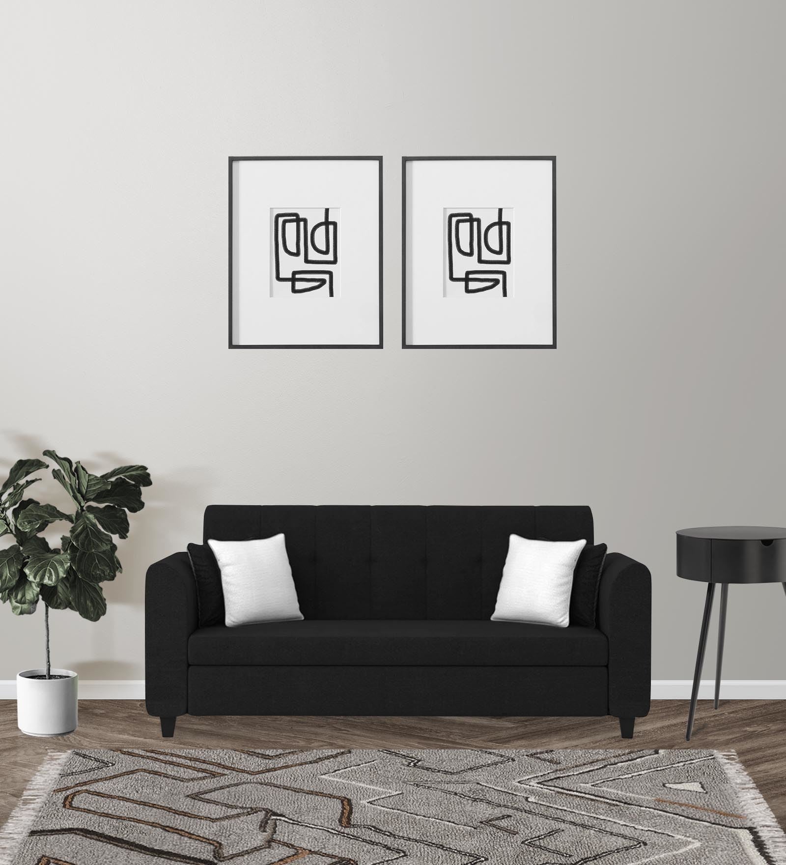 Denmark Fabric 3 Seater Sofa In Zed Black Colour - Febonic Living