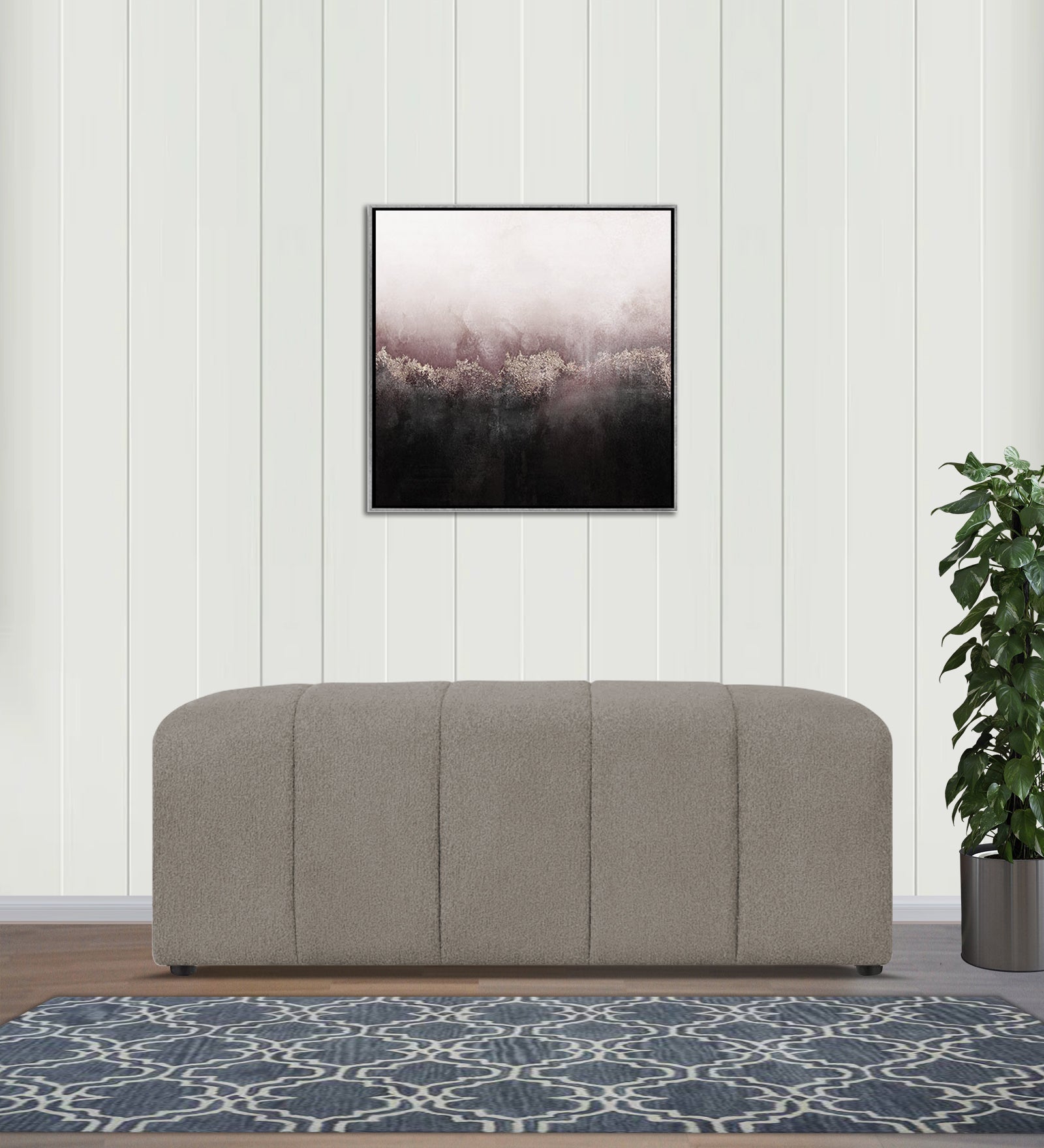 Rexi Boucle Fabric Bench In Cement Beige Colour - Febonic Living