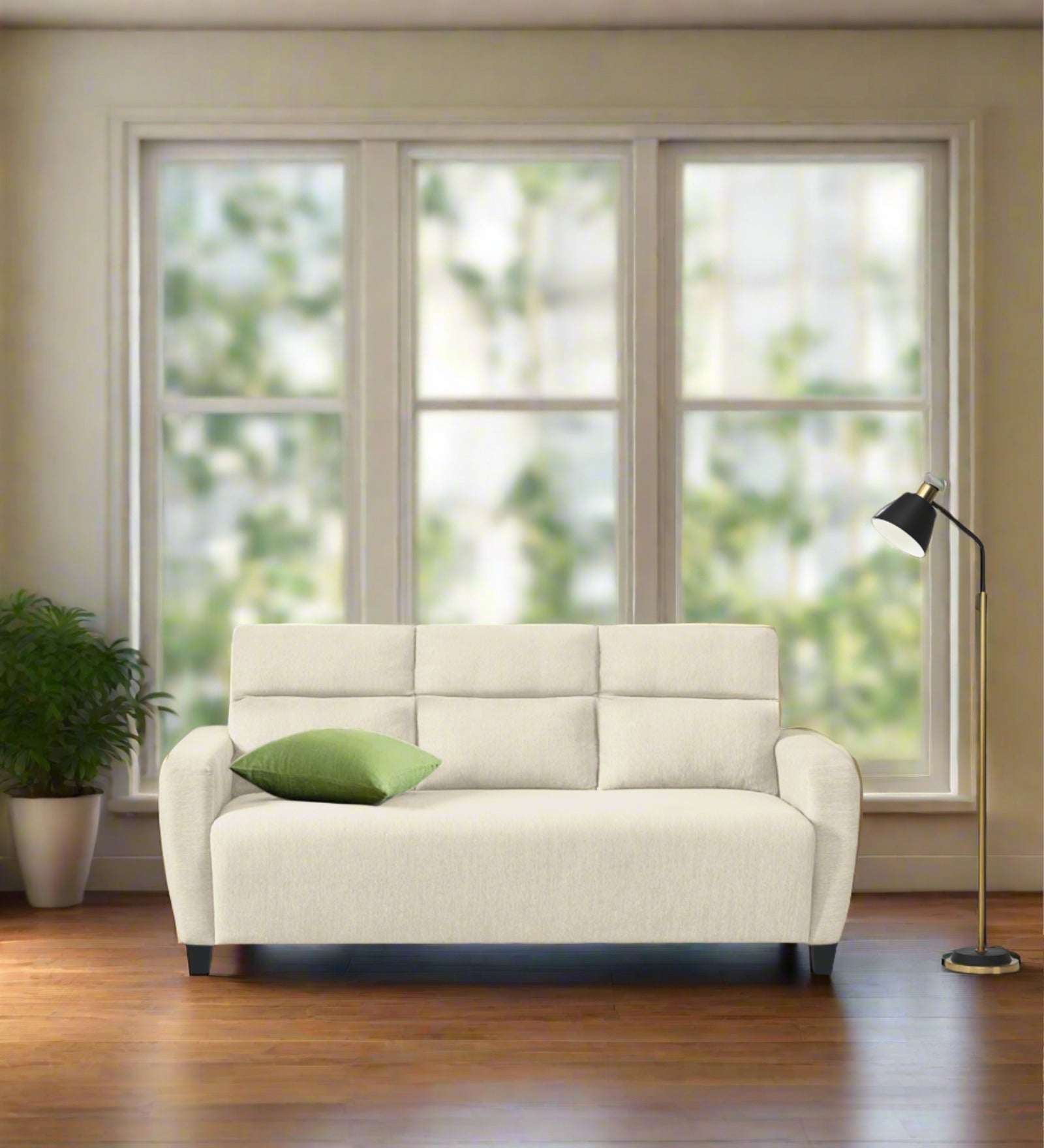Bakadi Fabric 3 Seater Sofa in Ivory Cream Colour
