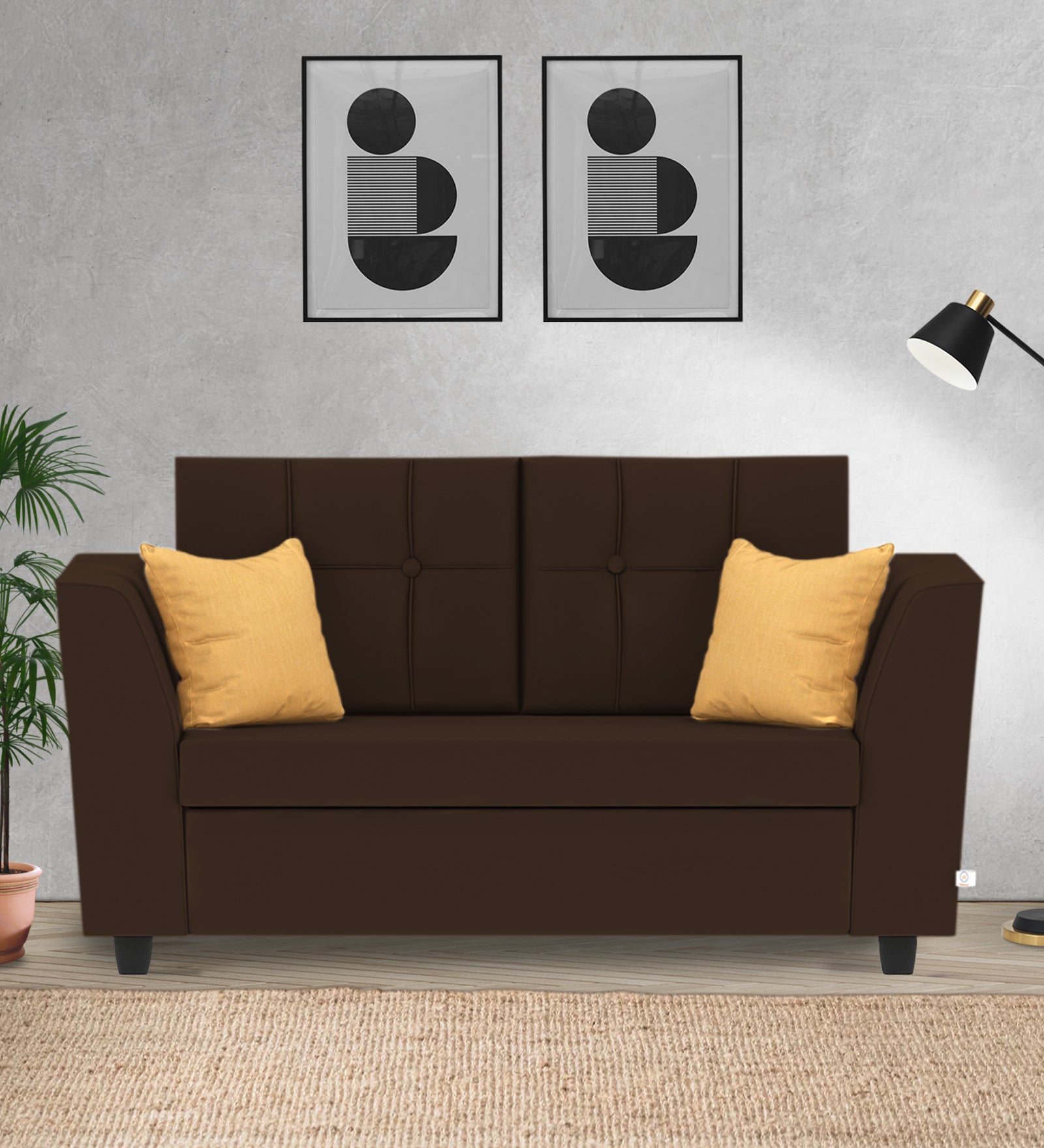 Nestin Velvet 2 Seater Sofa In Cholocate Brown Colour - Febonic Living