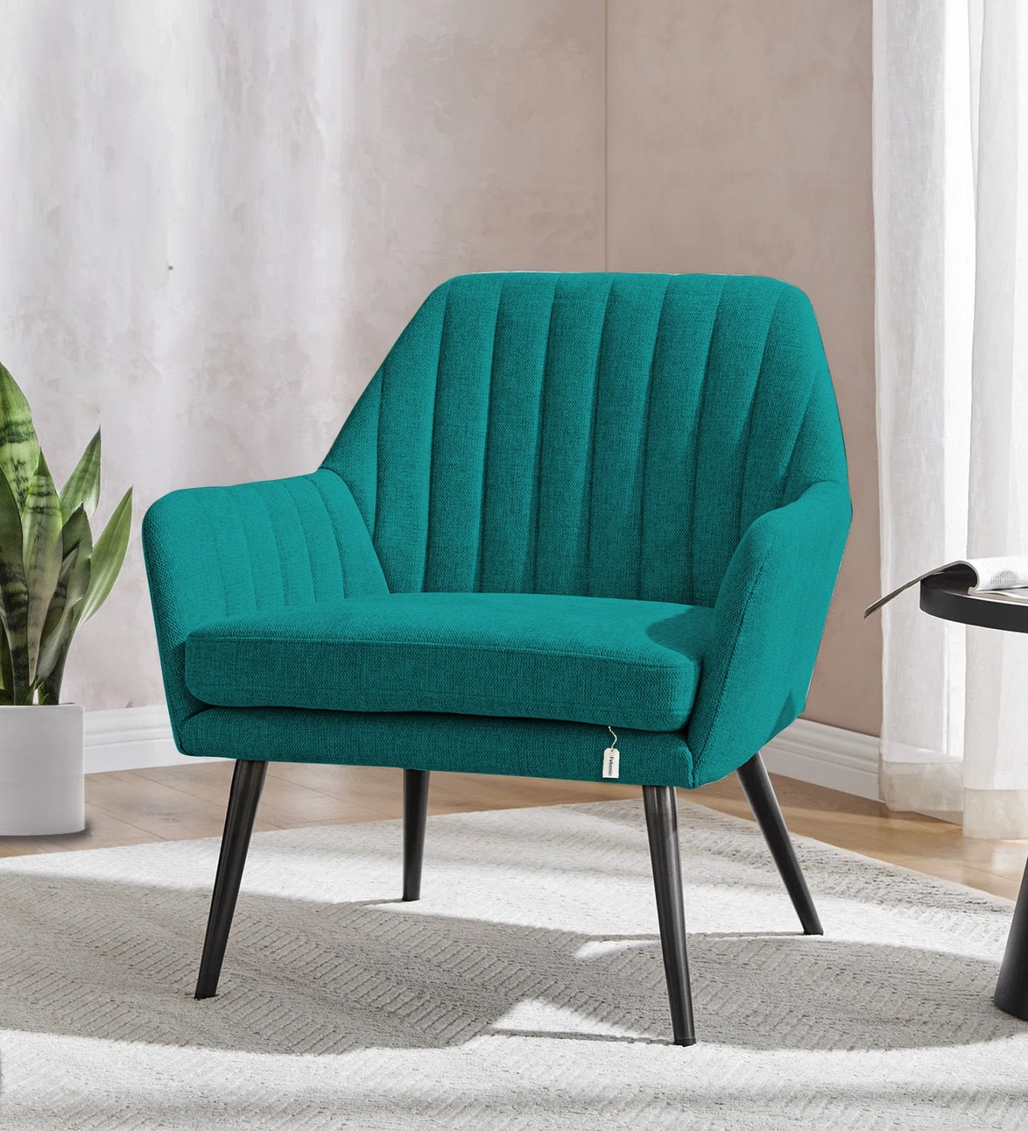 Bella Fabric Arm Chair In Sea Green Colour - Febonic Living