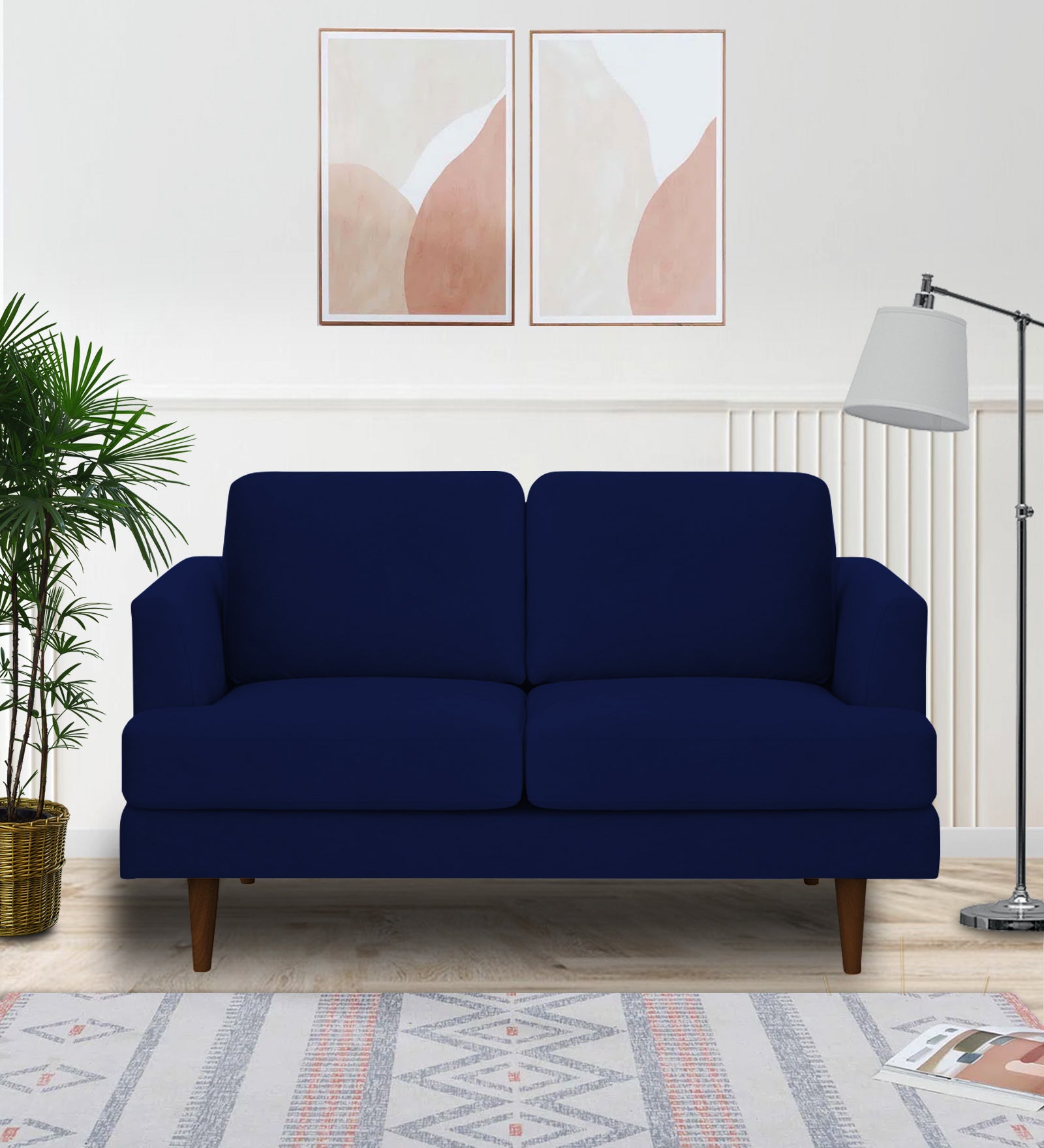Motra Velvet 2 Seater Sofa In Indigo blue Colour - Febonic Living