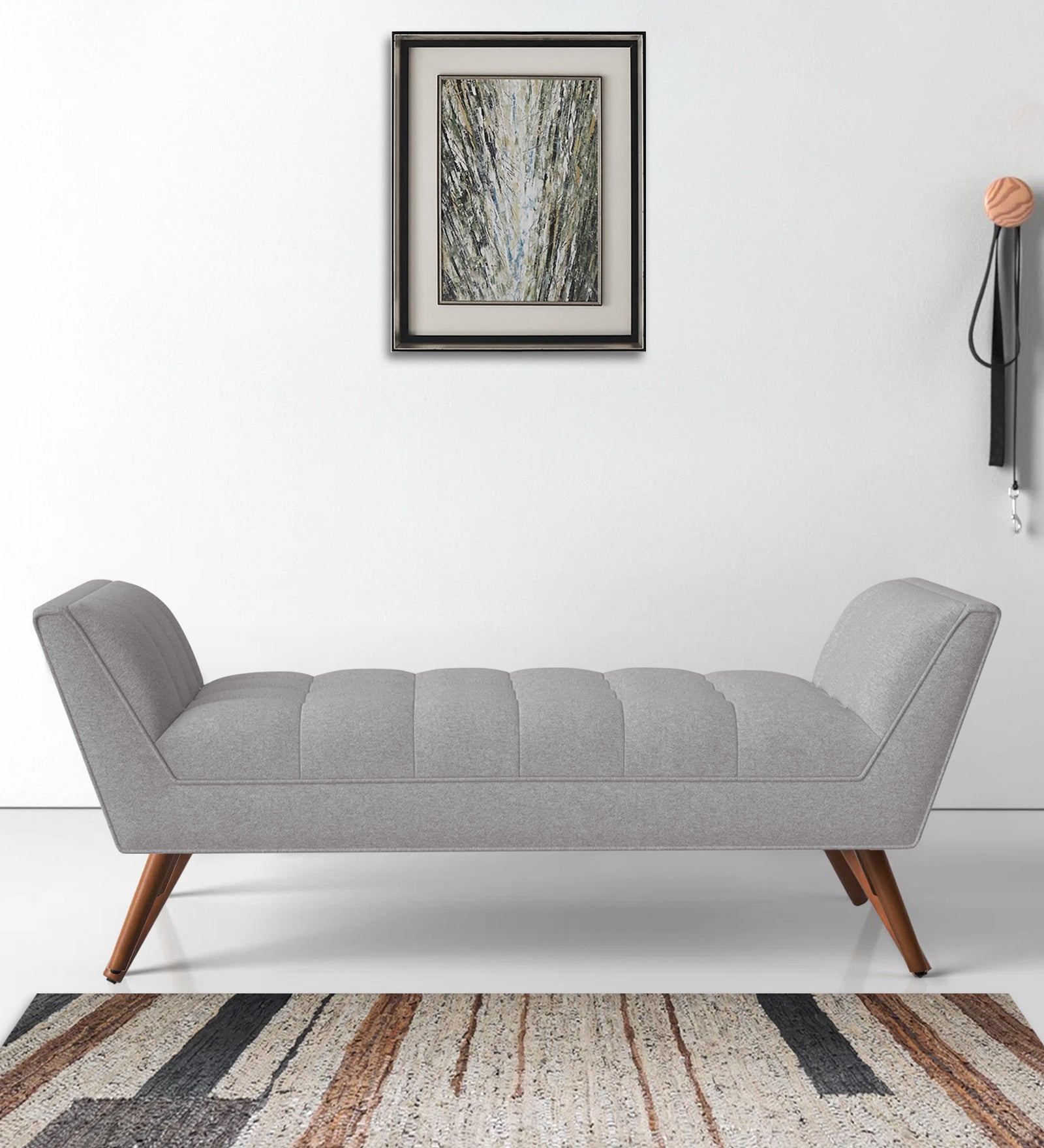 Cartes Velvet Bench In Concrete Grey Colour - Febonic Living