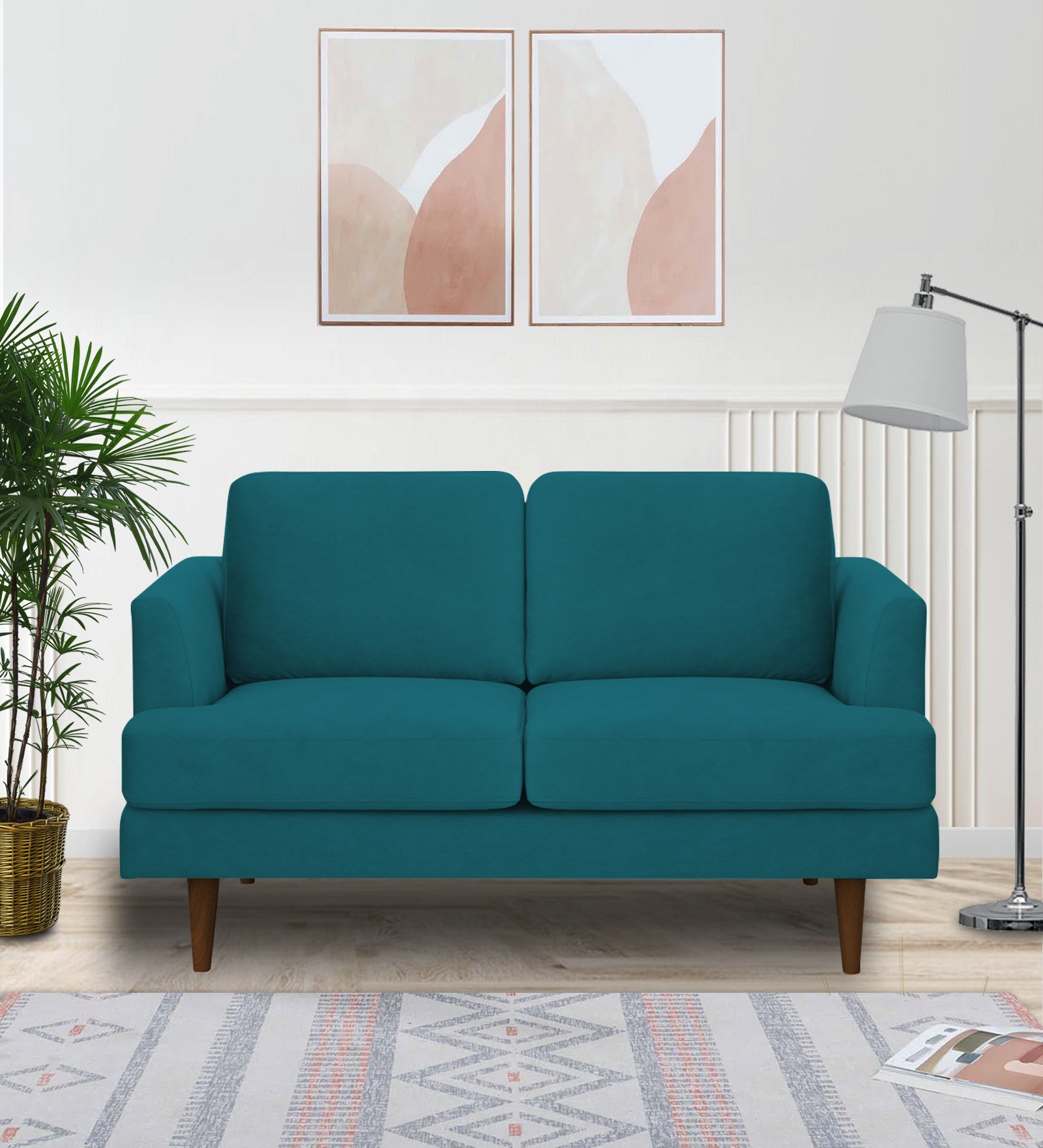 Motra Velvet 2 Seater Sofa In Pine green Colour - Febonic Living