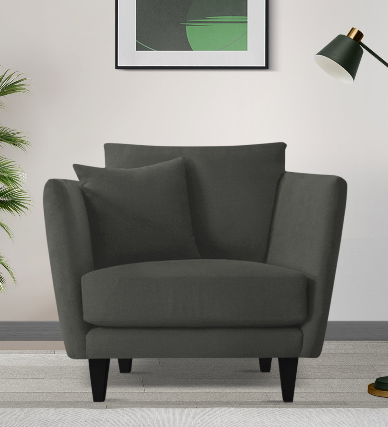 Norway Velvet 1 Seater Sofa In Hory Grey Colour - Febonic Living