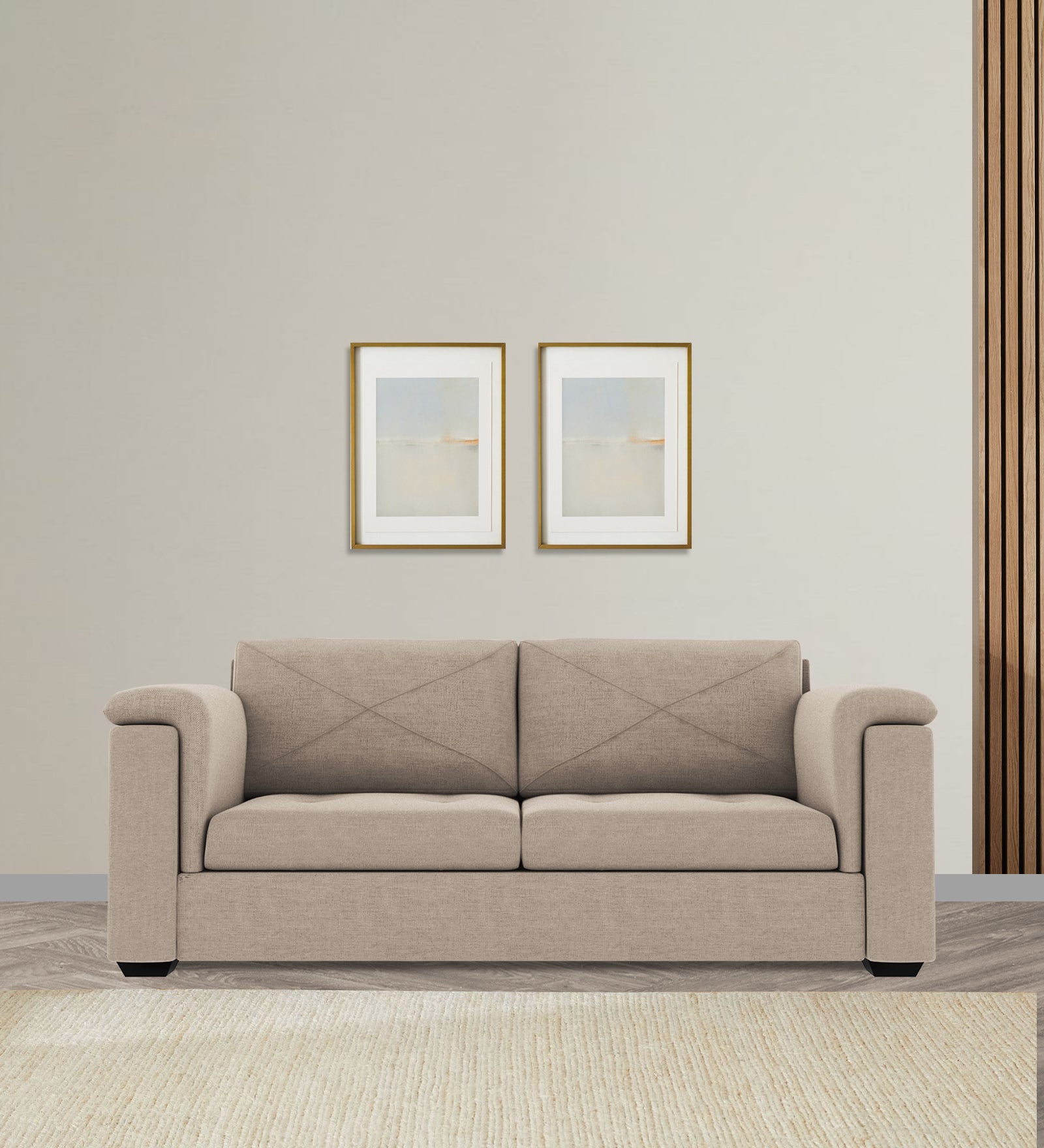 Andres Fabric 3 Seater Sofa In Khaki Beige Colour - Febonic Living