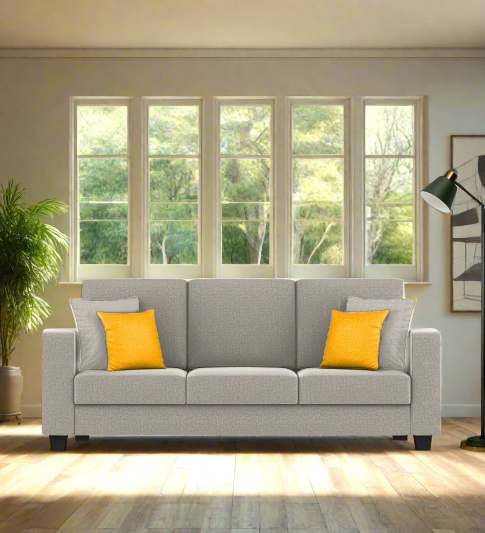 Nabi Fabric 3 Seater Sofa In Ash Grey Colour - Febonic Living