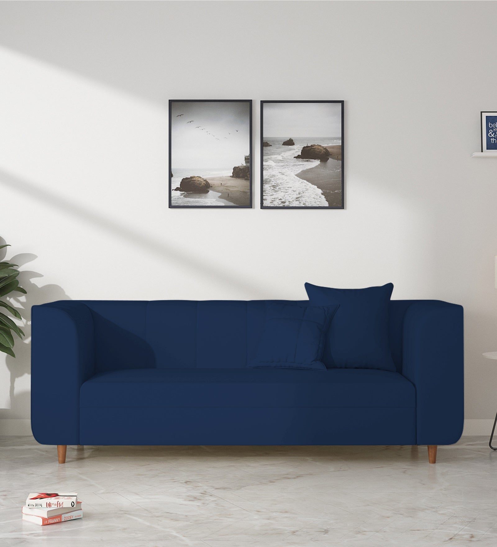 Sumo Velvet 3 Seater Sofa In Imperial Blue Colour - Febonic Living