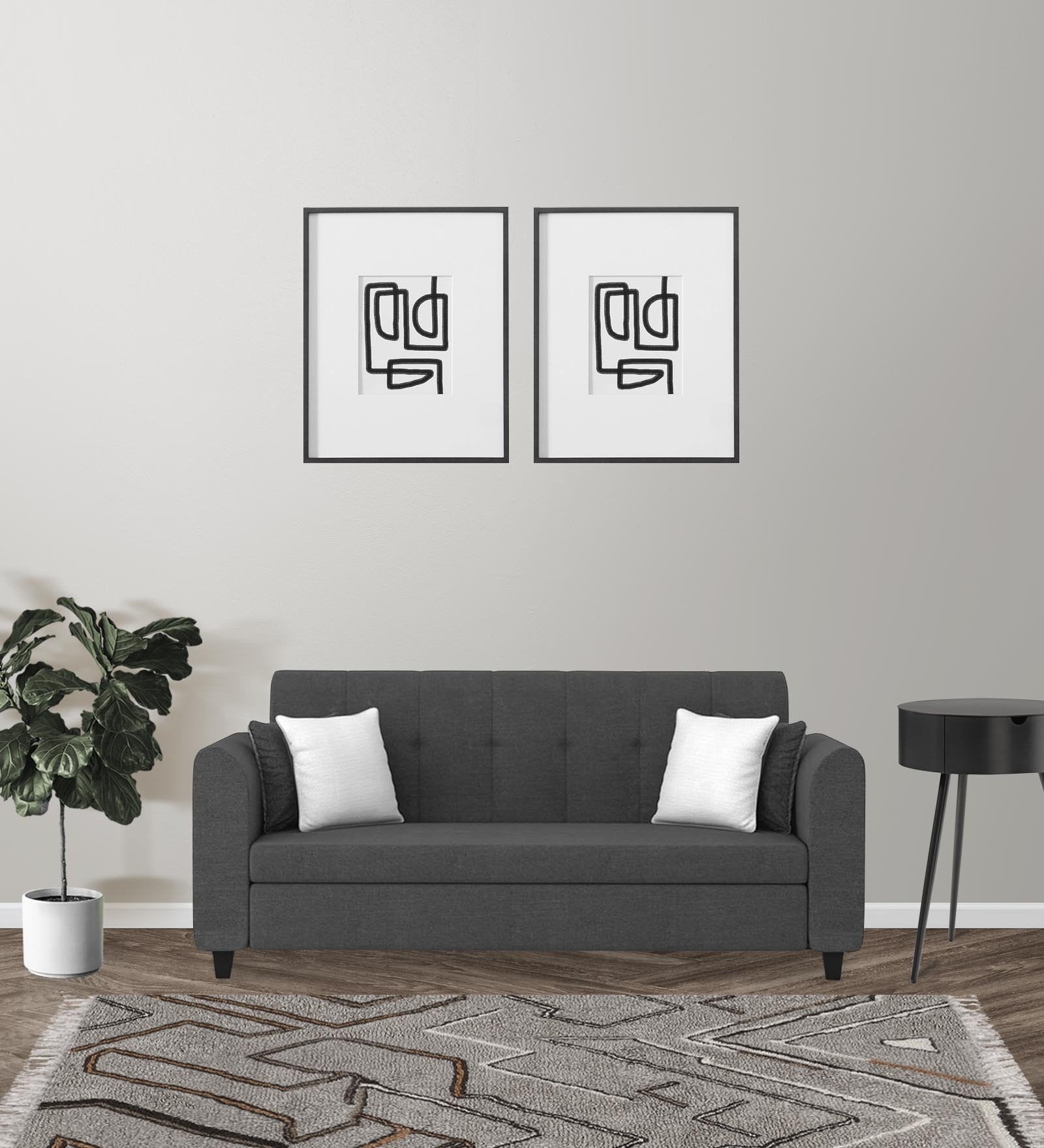 Denmark Fabric 3 Seater Sofa In Charcoal Grey Colour - Febonic Living