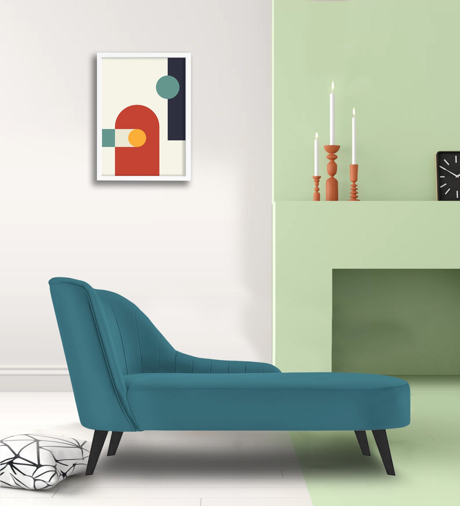 Flora Velvet RHS Chaise Lounger In Aqua Blue Colour - Febonic Living