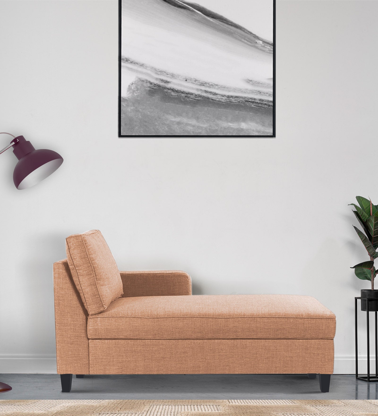 Harry Fabric RHS Chaise Lounger In Cosmic Beige Colour - Febonic Living