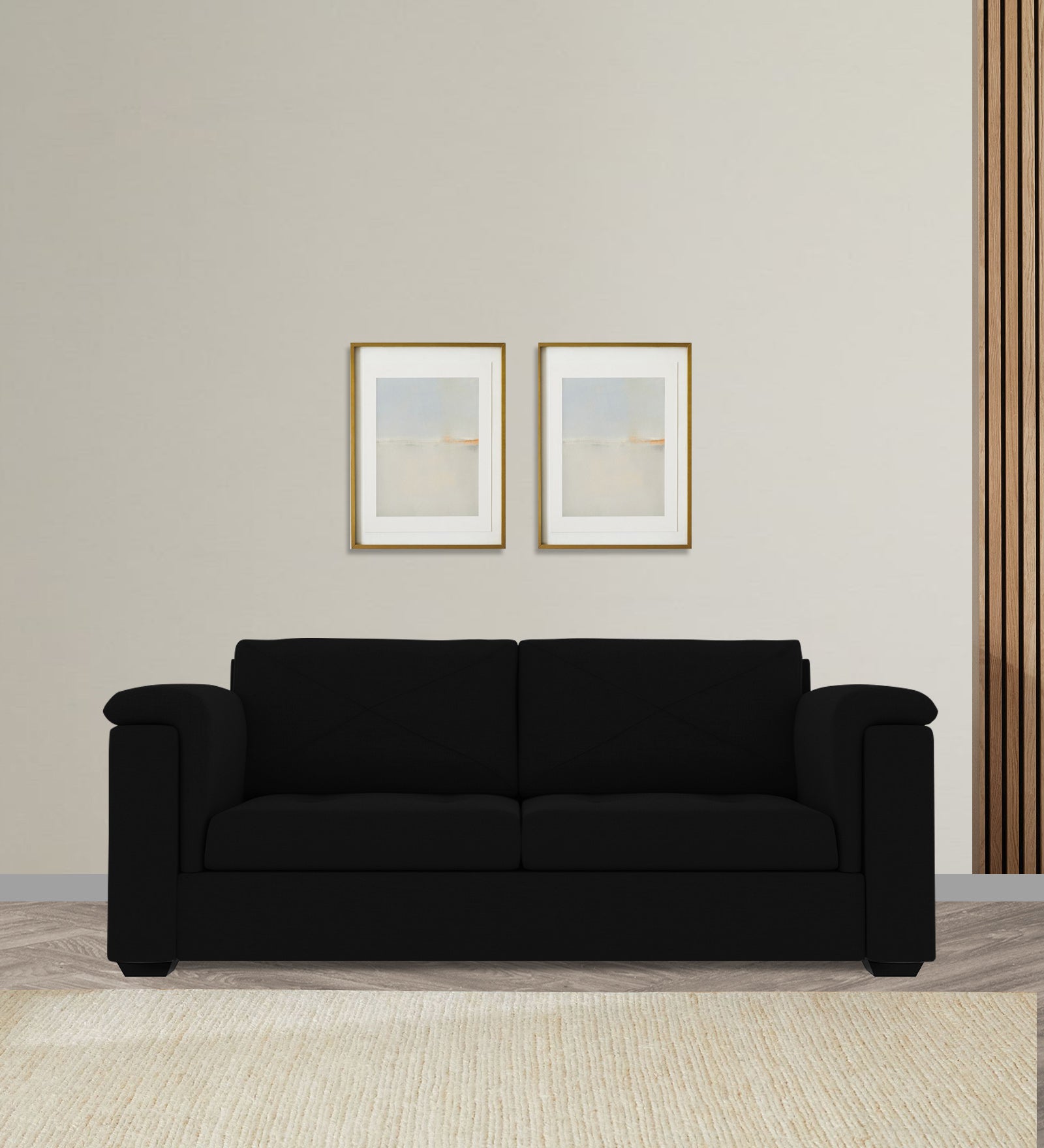 Andres Fabric 3 Seater Sofa In Heather Black Colour - Febonic Living
