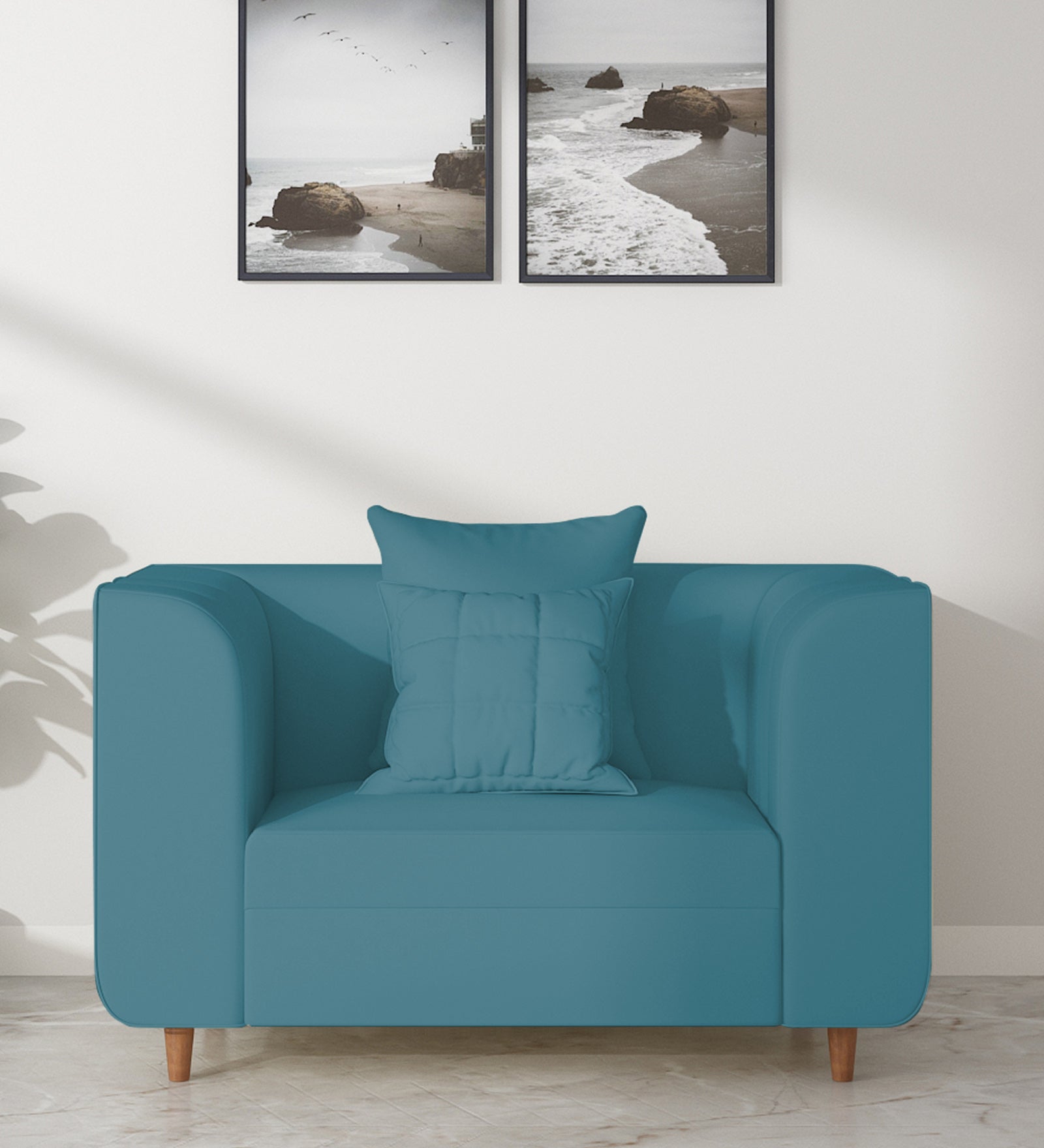 Sumo Velvet 1 Seater Sofa In Aqua Blue Colour - Febonic Living