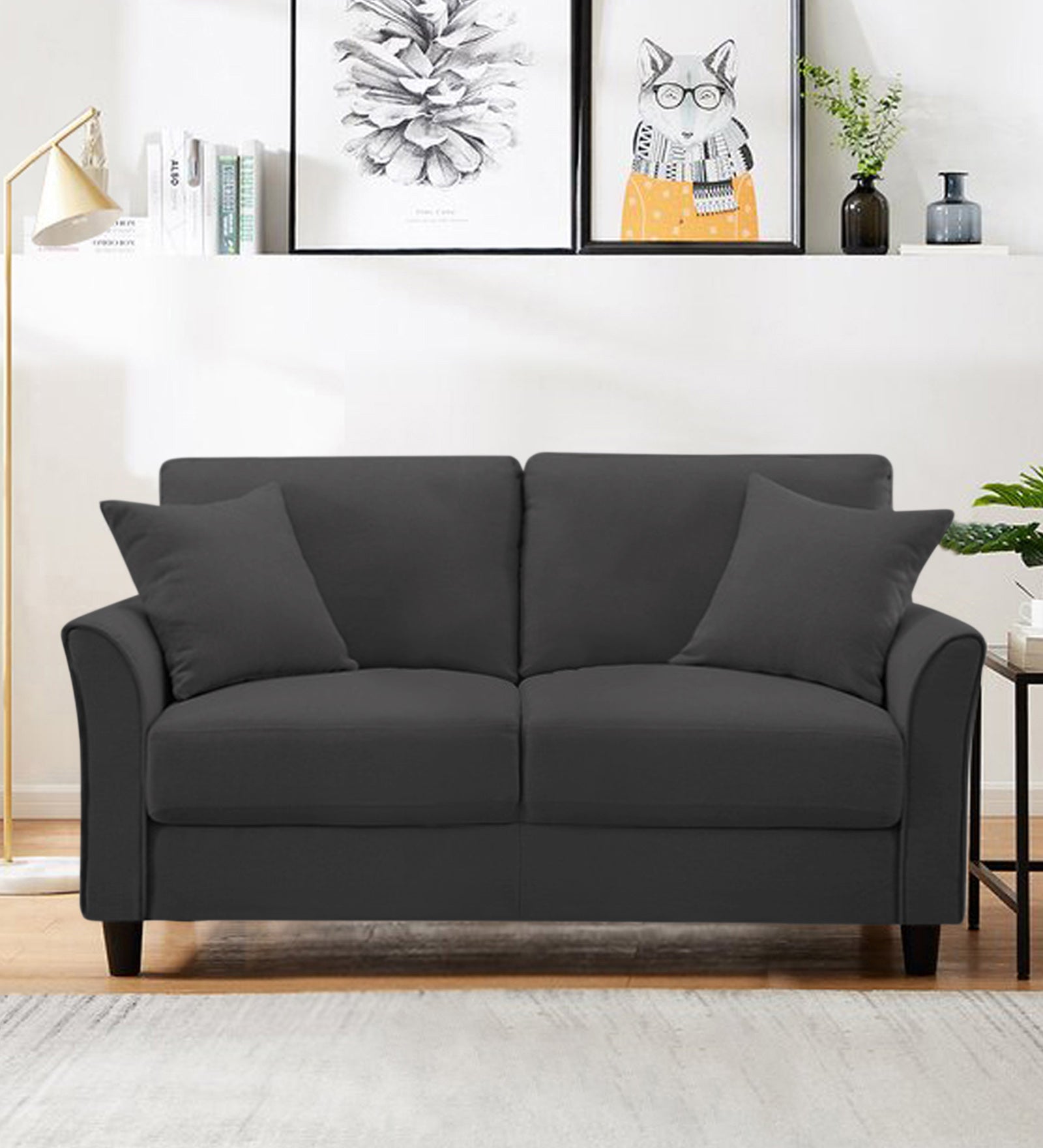 Daroo Velvet 2 Seater Sofa In Davy Grey Colour - Febonic Living