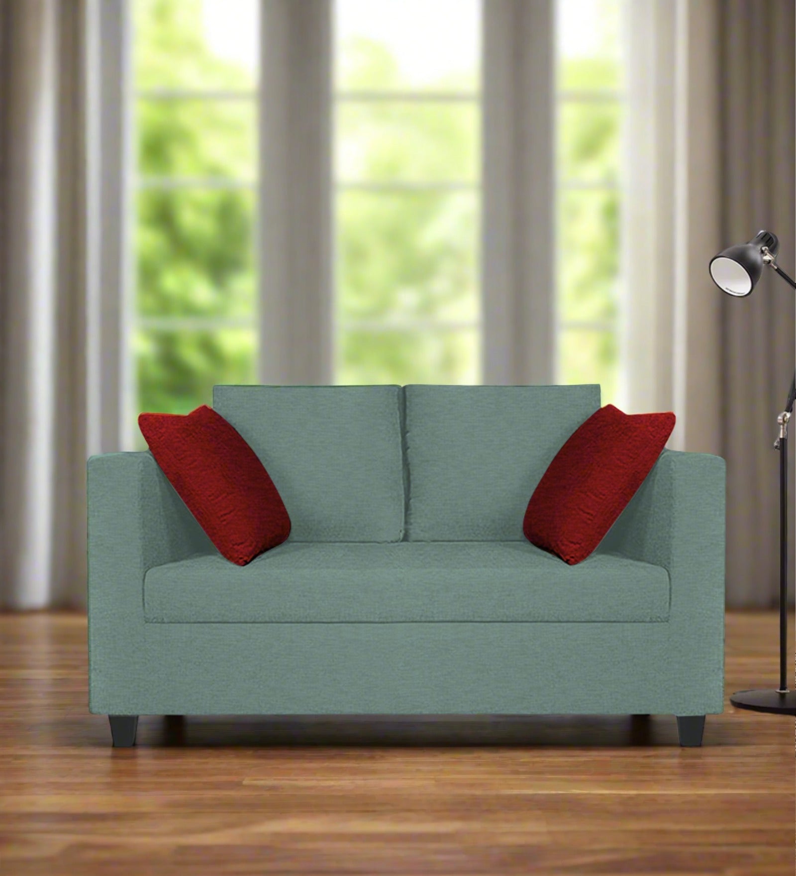 Nuska Fabric 2 Seater Sofa In Suka Grey Colour - Febonic Living