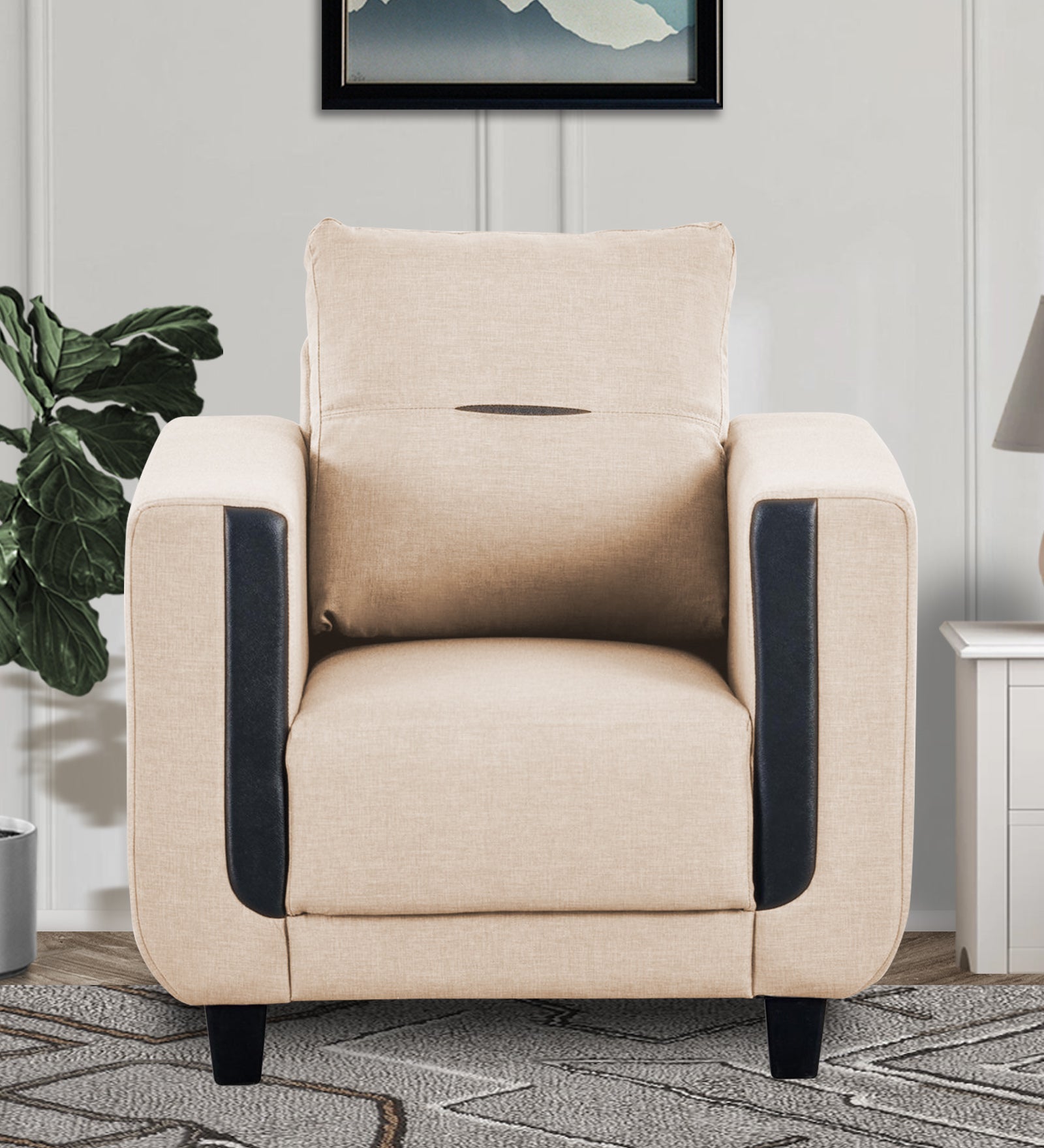Perry Fabric 1 Seater Sofa In Woom Beige Colour - Febonic Living