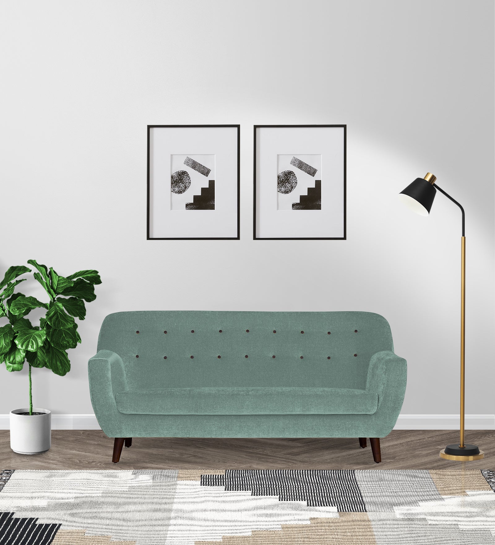 German Fabric 3 Seater Sofa In Suka blue Colour - Febonic Living