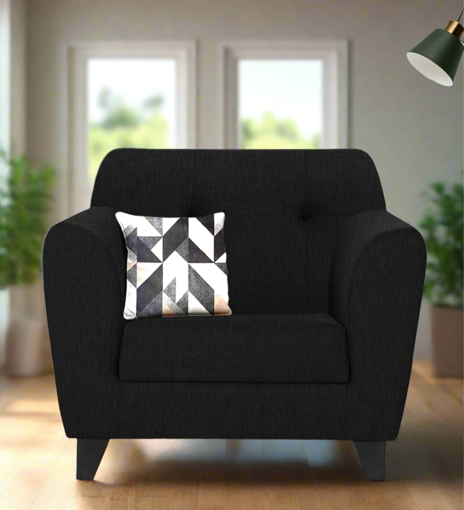 Melaan Fabric 1 Seater Sofa In Zed Black Colour - Febonic Living
