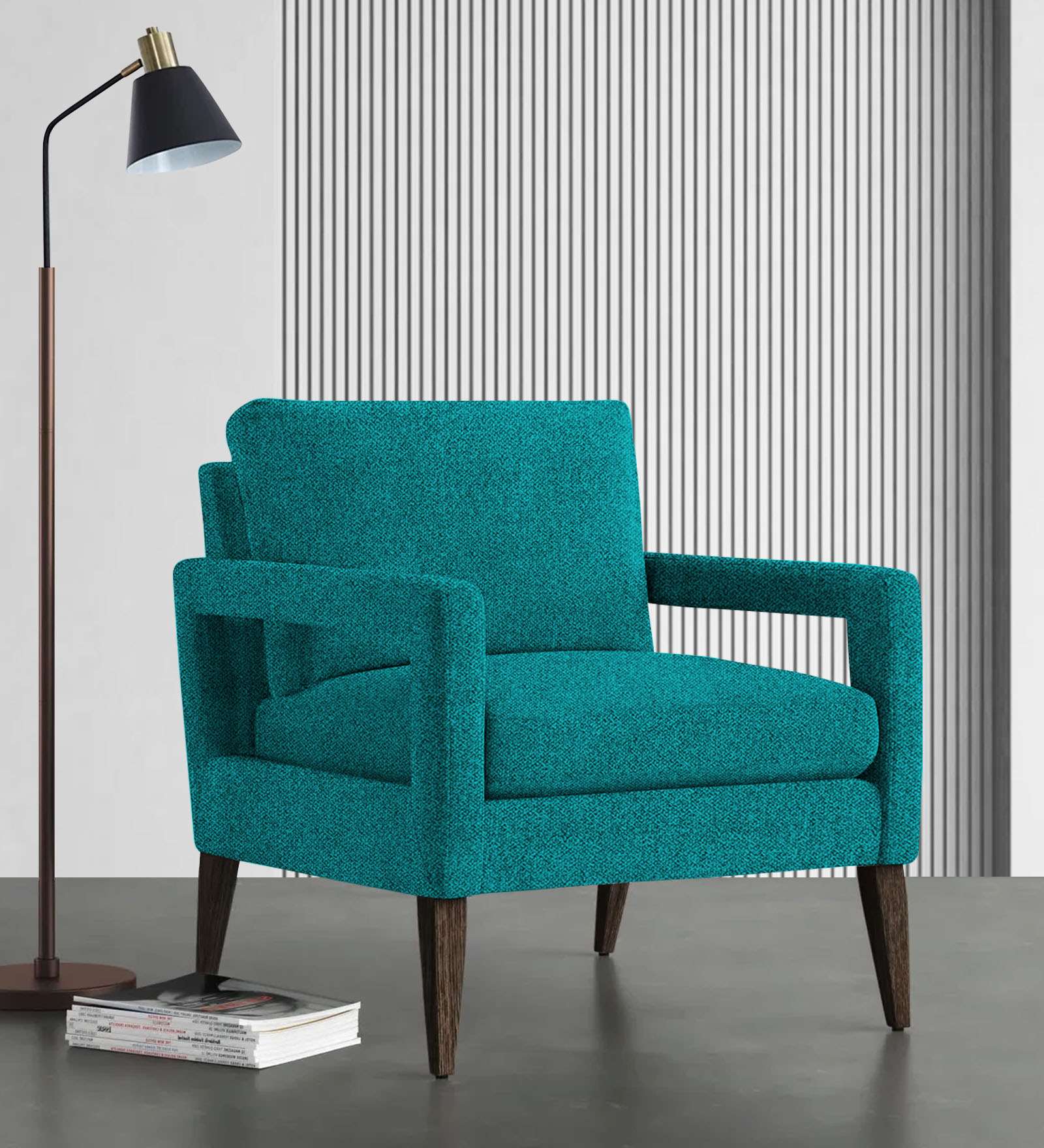 Olsen Fabric Arm Chair In Sea Green Colour - Febonic Living