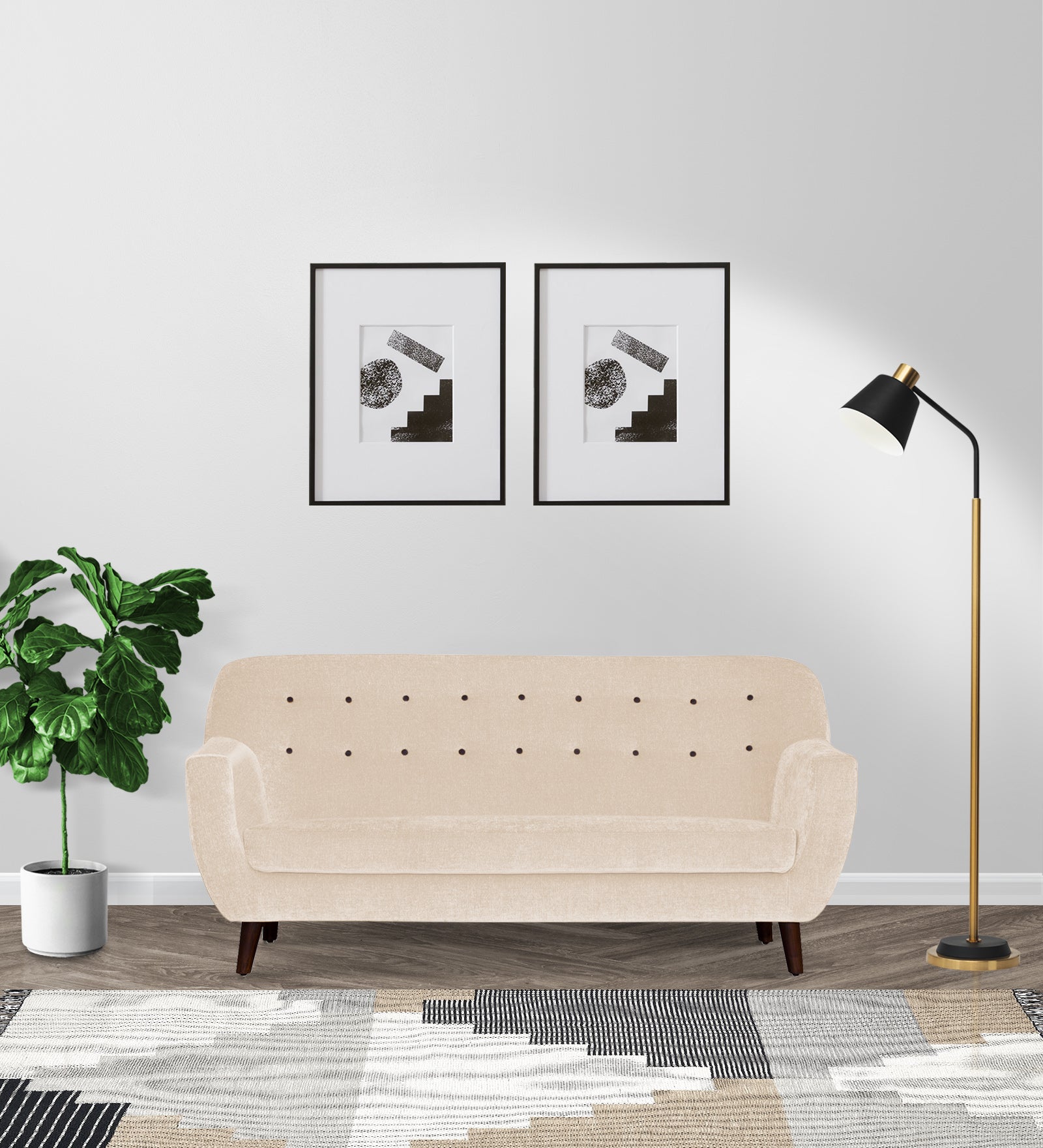 German Fabric 3 Seater Sofa In Woom Beige Colour - Febonic Living