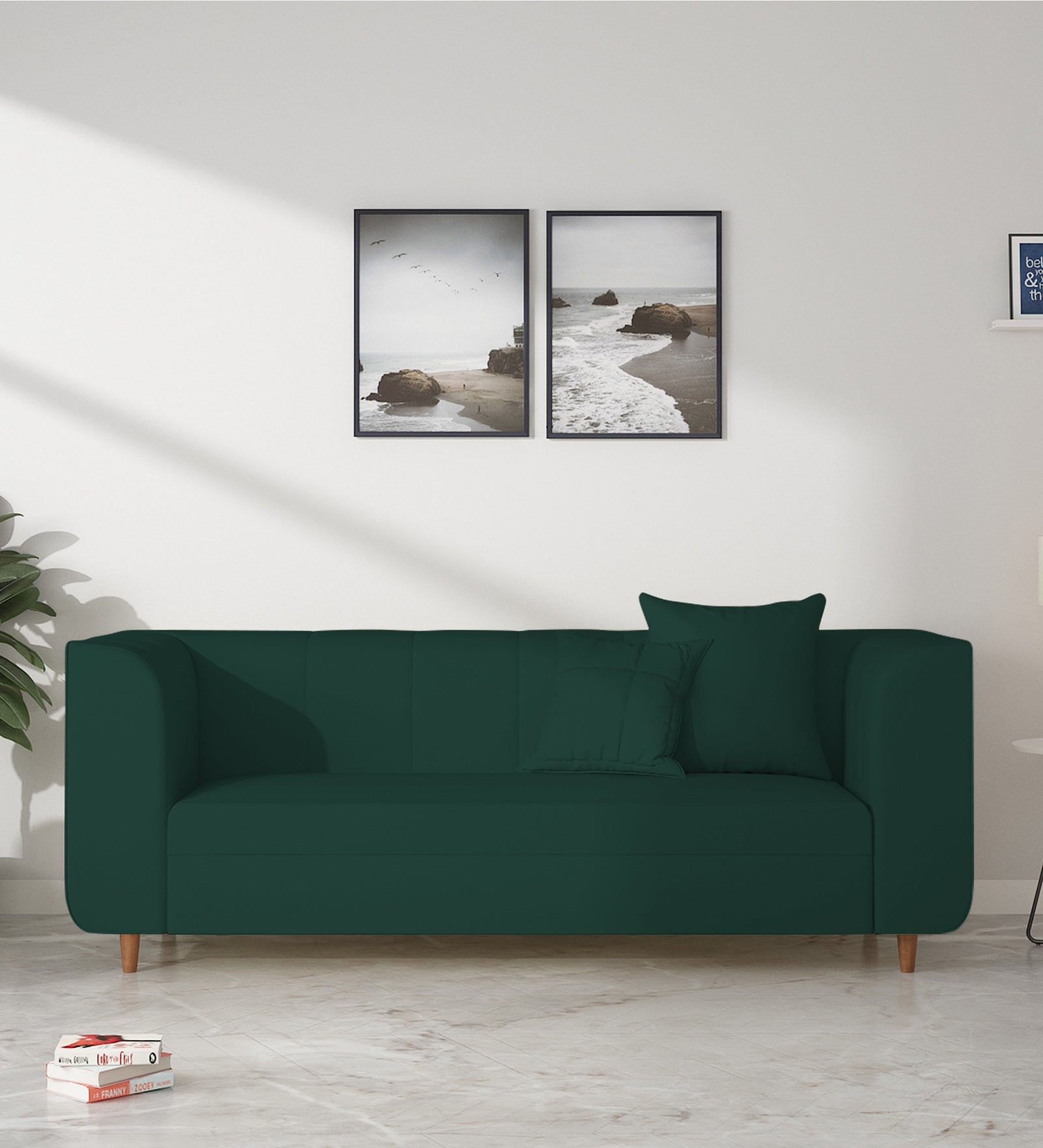Sumo Velvet 3 Seater Sofa In Forest Green Colour - Febonic Living