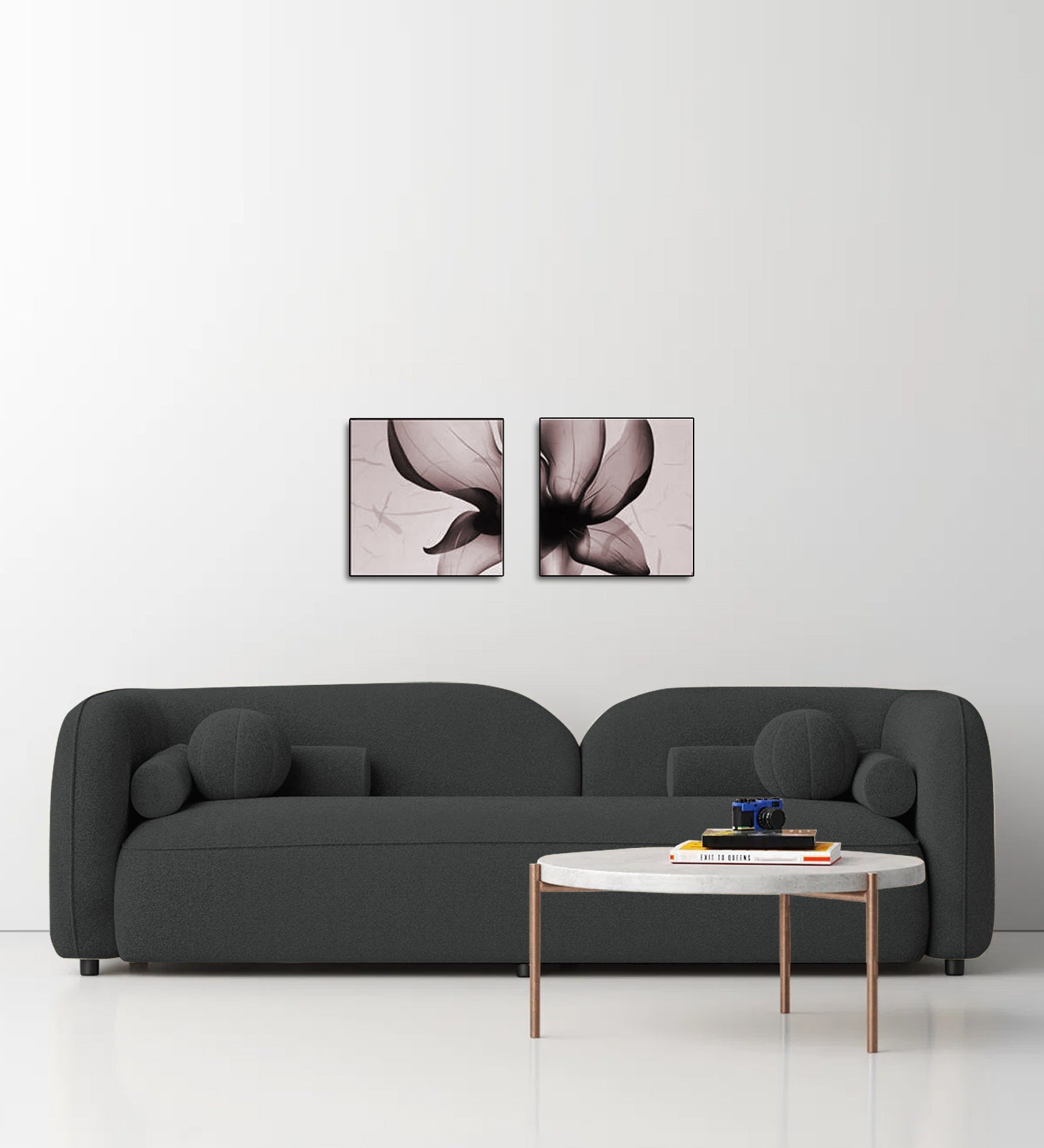 Corny Boucle Fabric 3 Seater Sofa In Shadow Grey Colour - Febonic Living