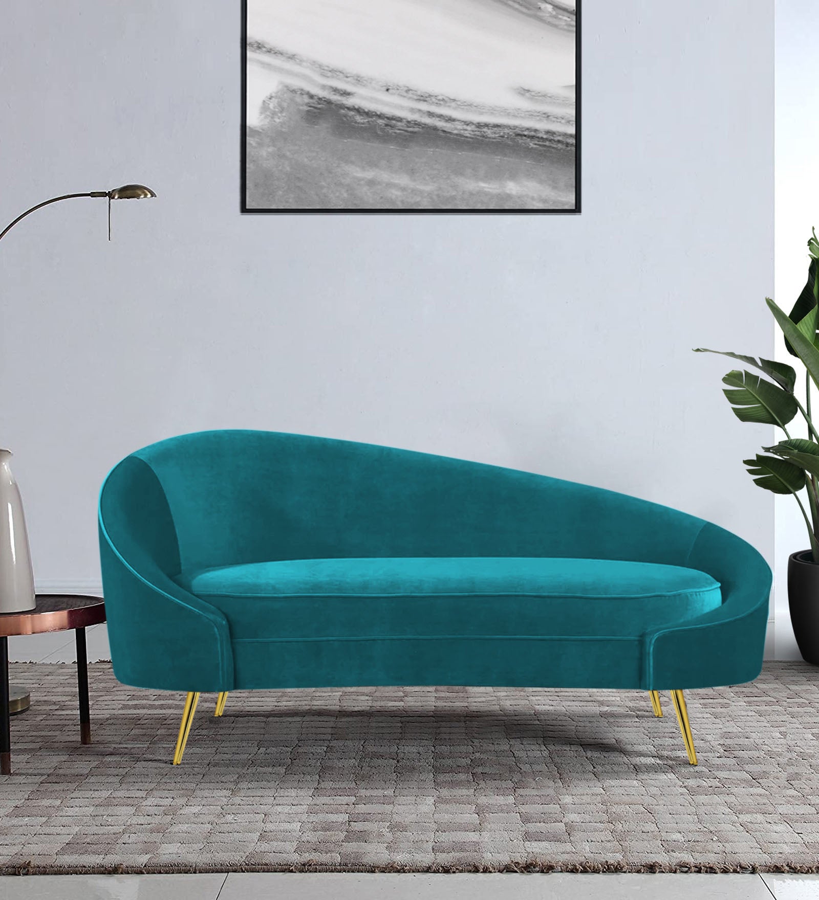 Cely Velvet RHS Chaise Lounger In Pine Green Colour - Febonic Living