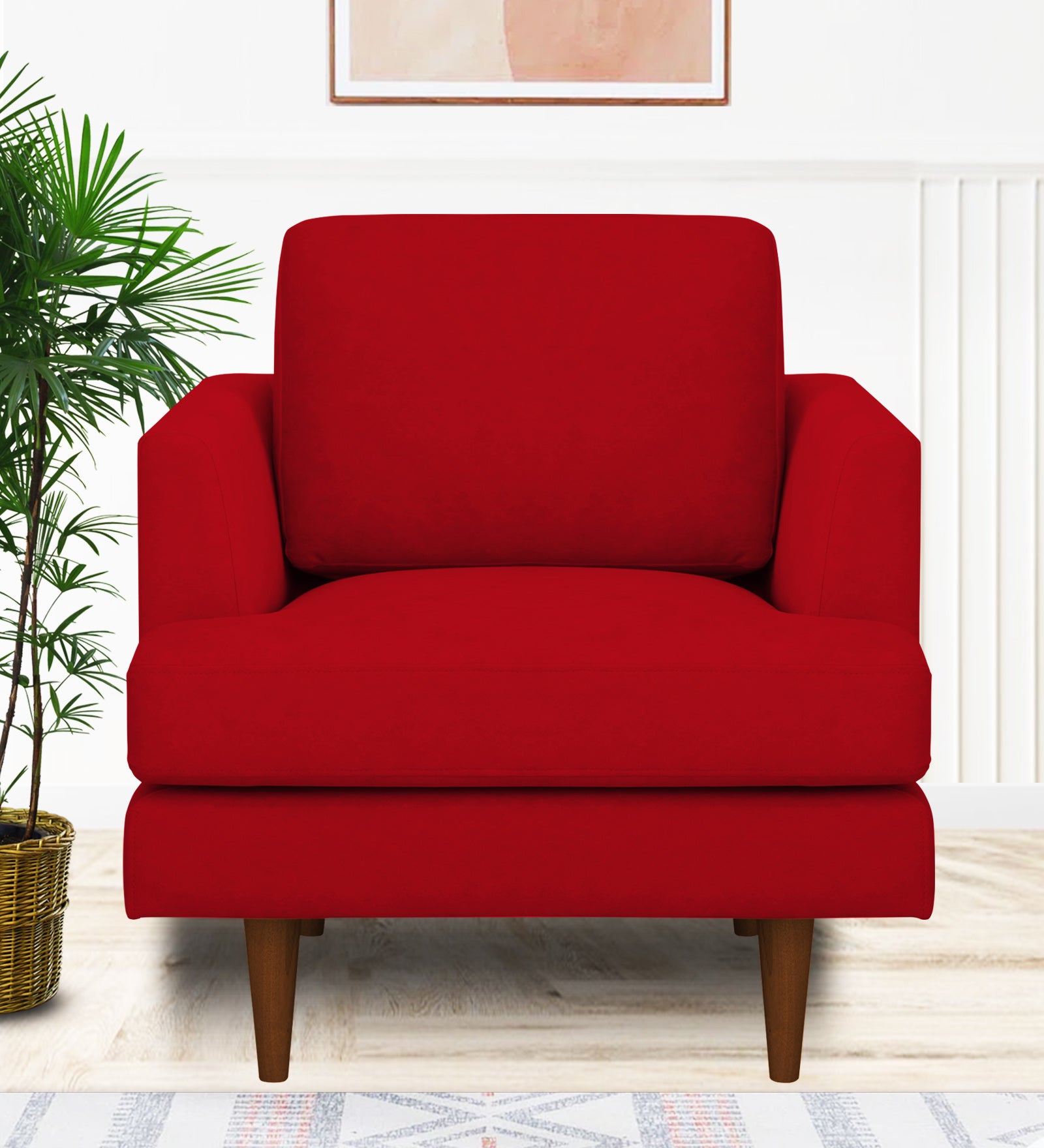 Motra Velvet 1 Seater Sofa In Berry Maroon Colour - Febonic Living