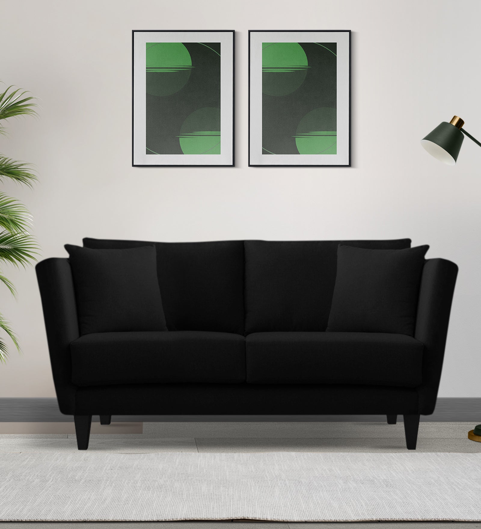 Norway Velvet 2 Seater Sofa In Adam Black Colour - Febonic Living