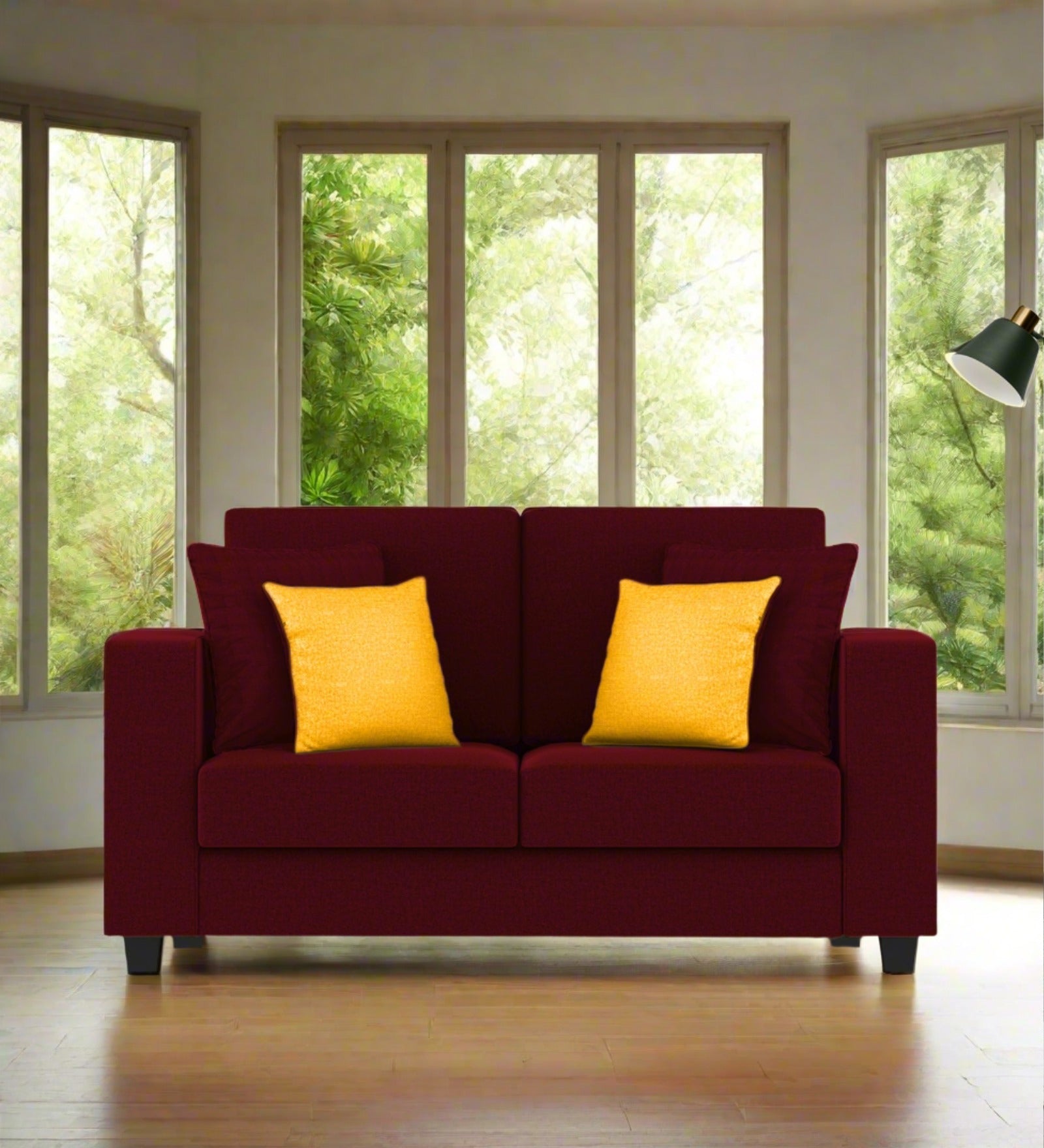 Nabi Fabric Seater Sofa In Ruby Red Colour