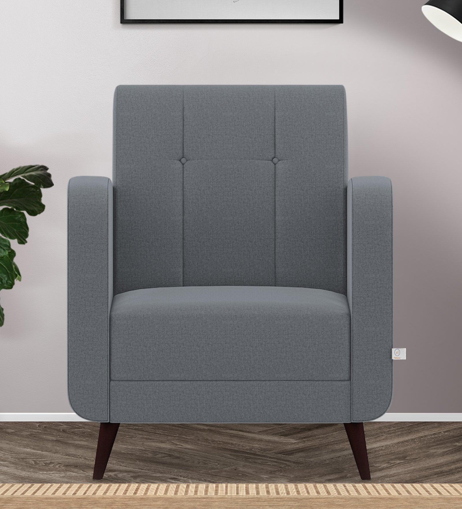 Wiki Velvet 1 Seater Sofa In Pubble Grey Colour - Febonic Living