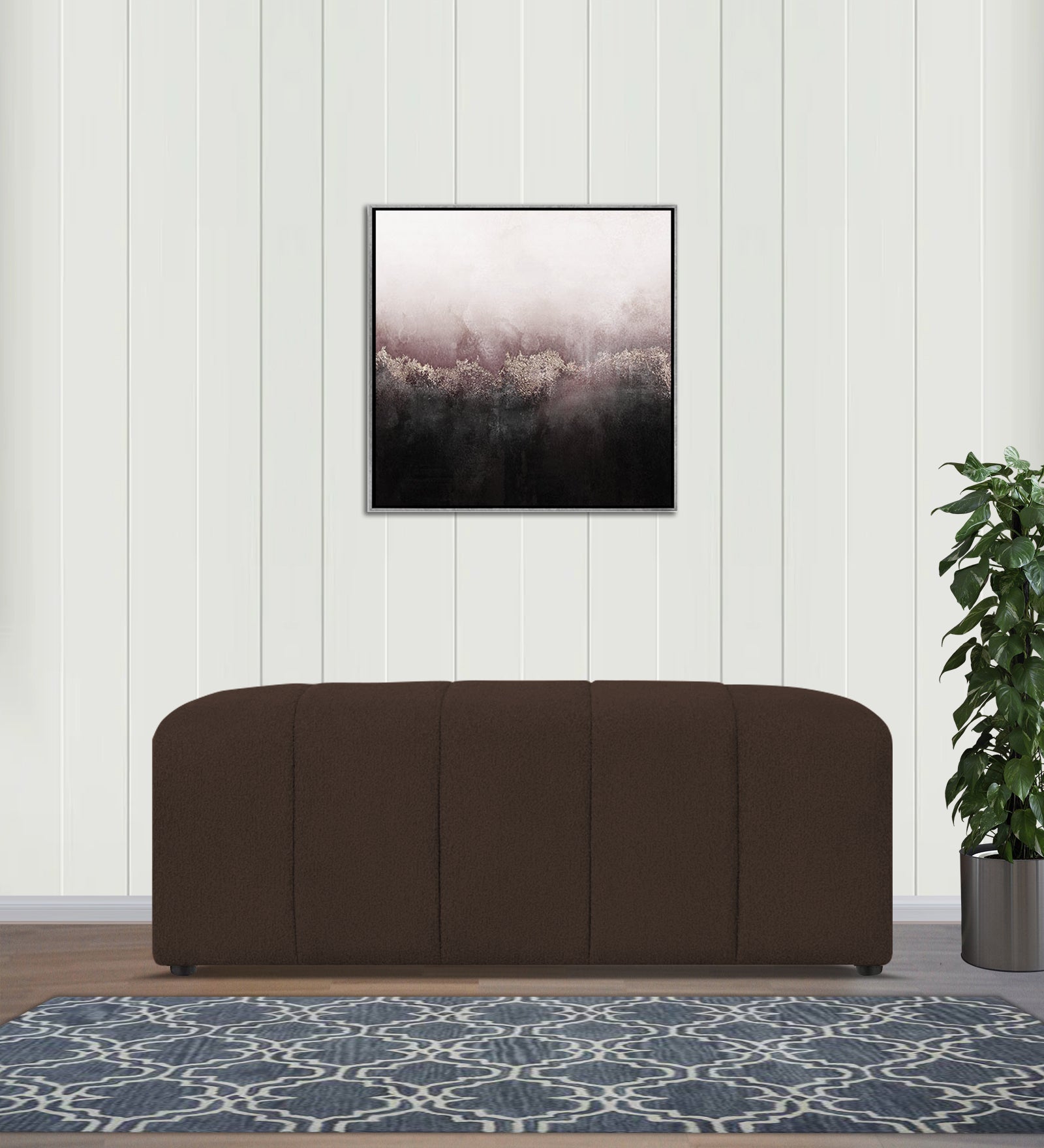 Rexi Boucle Fabric Bench In Bringo Brown Colour - Febonic Living