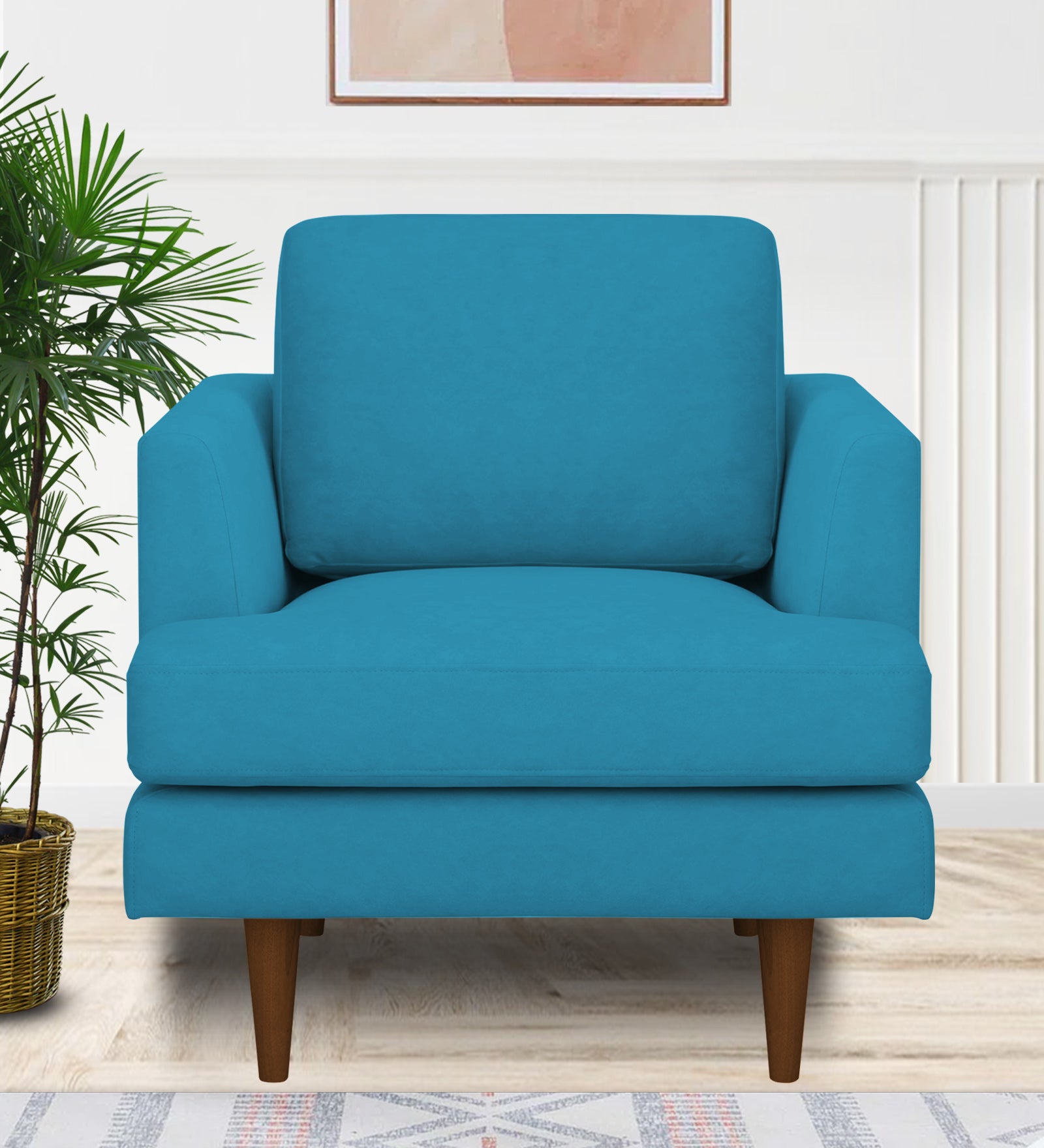 Motra Velvet 1 Seater Sofa In Aqua blue Colour - Febonic Living