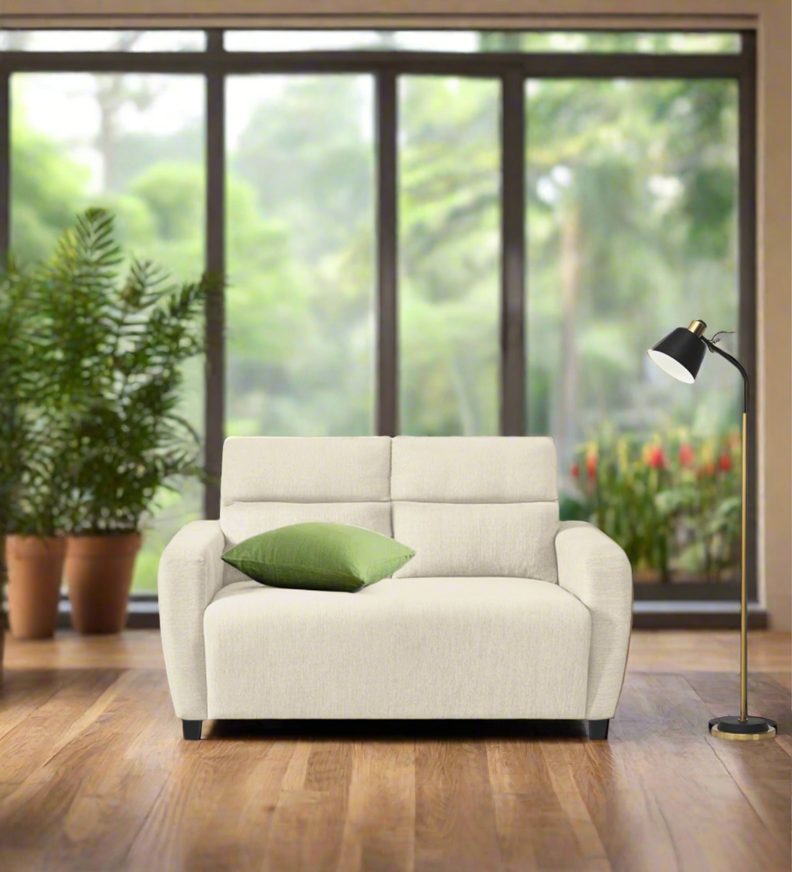 Bakadi Fabric 2 Seater Sofa In Ivory Cream Colour - Febonic Living