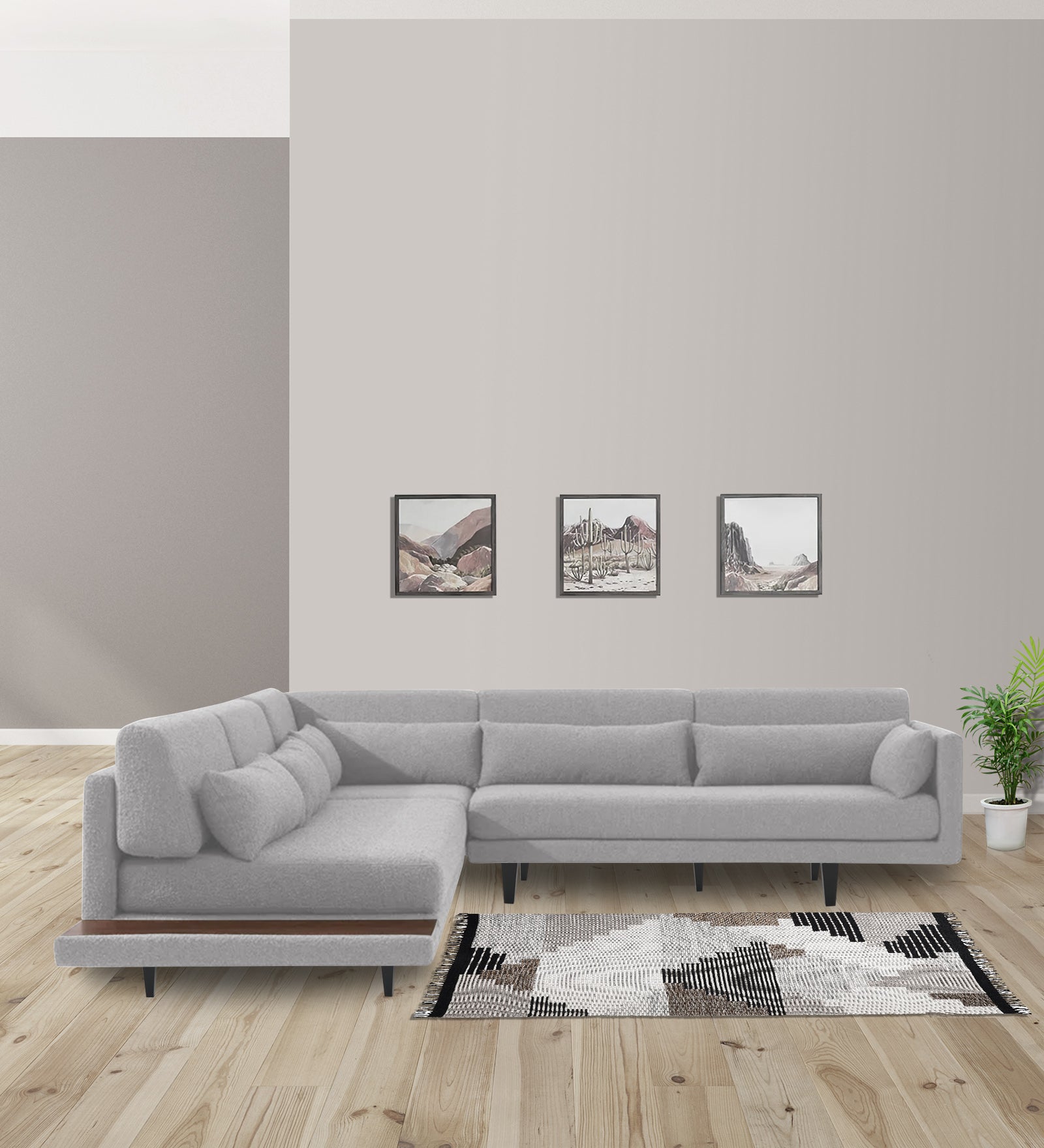 Malta Fabric 6 Seater RHS Corner Sofa In Lit Grey Colour - Febonic Living
