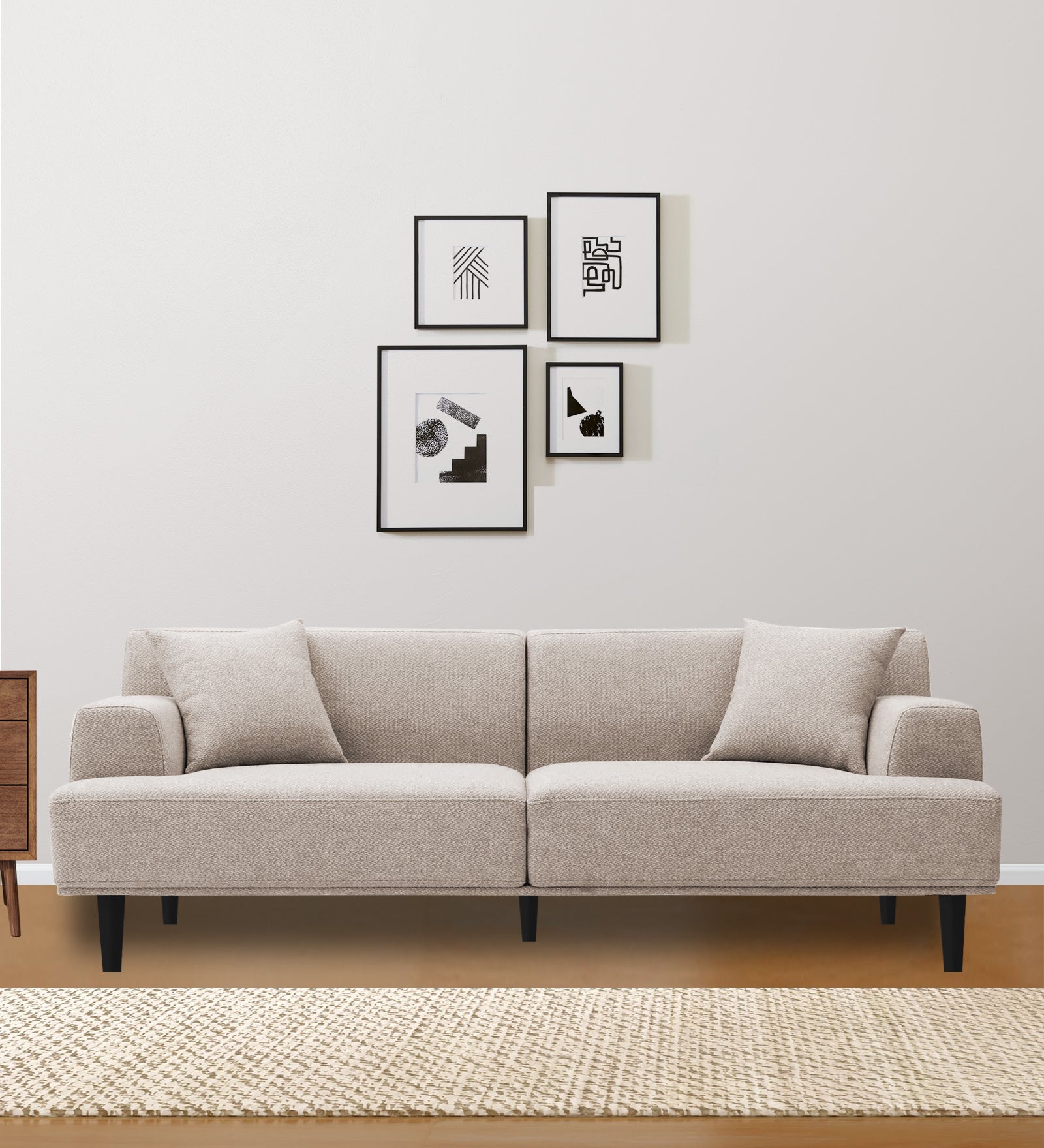 Cobby Fabric 3 Seater Sofa In Natural Beige Colour - Febonic Living