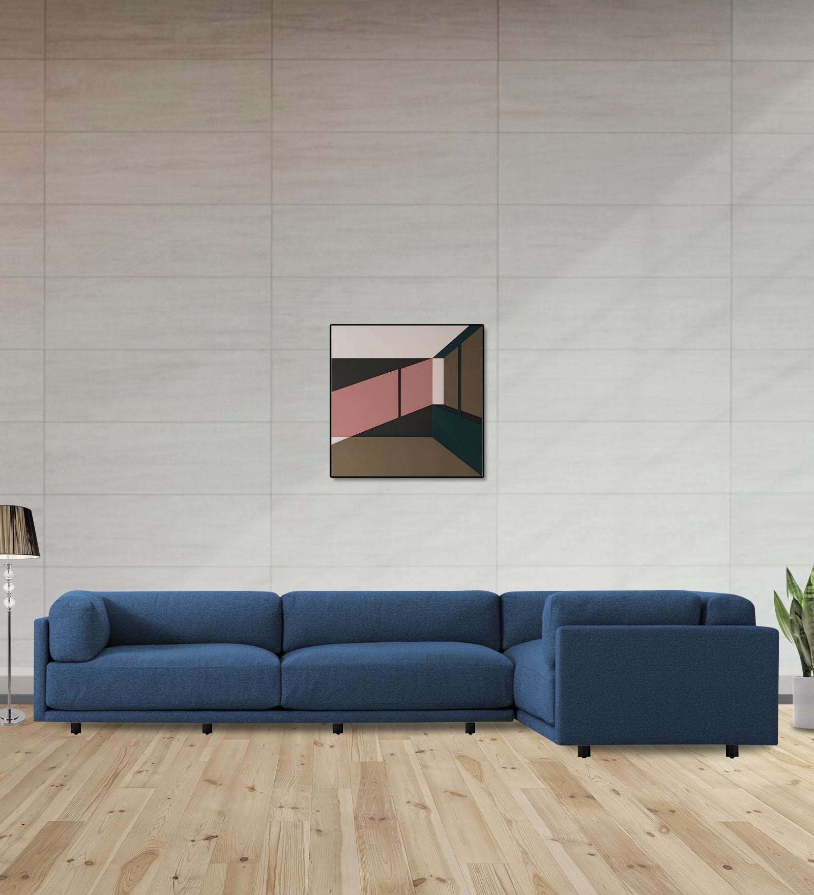 Nixon Fabric 6 Seater LHS Corner Sofa In Light Blue Colour - Febonic Living