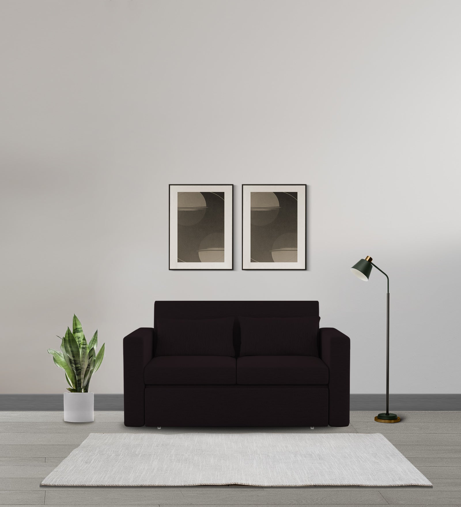 River Fabric 2 Seater Pull Out Sofa Cum Bed In Cara Brown Colour - Febonic Living