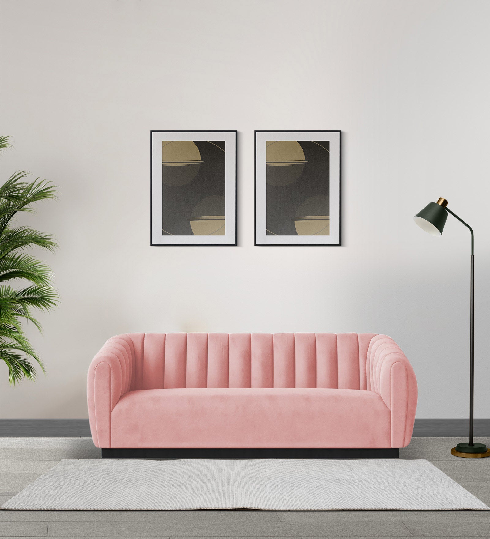 Ferry Velvet 3 Seater Sofa In Millennial Pink Colour - Febonic Living