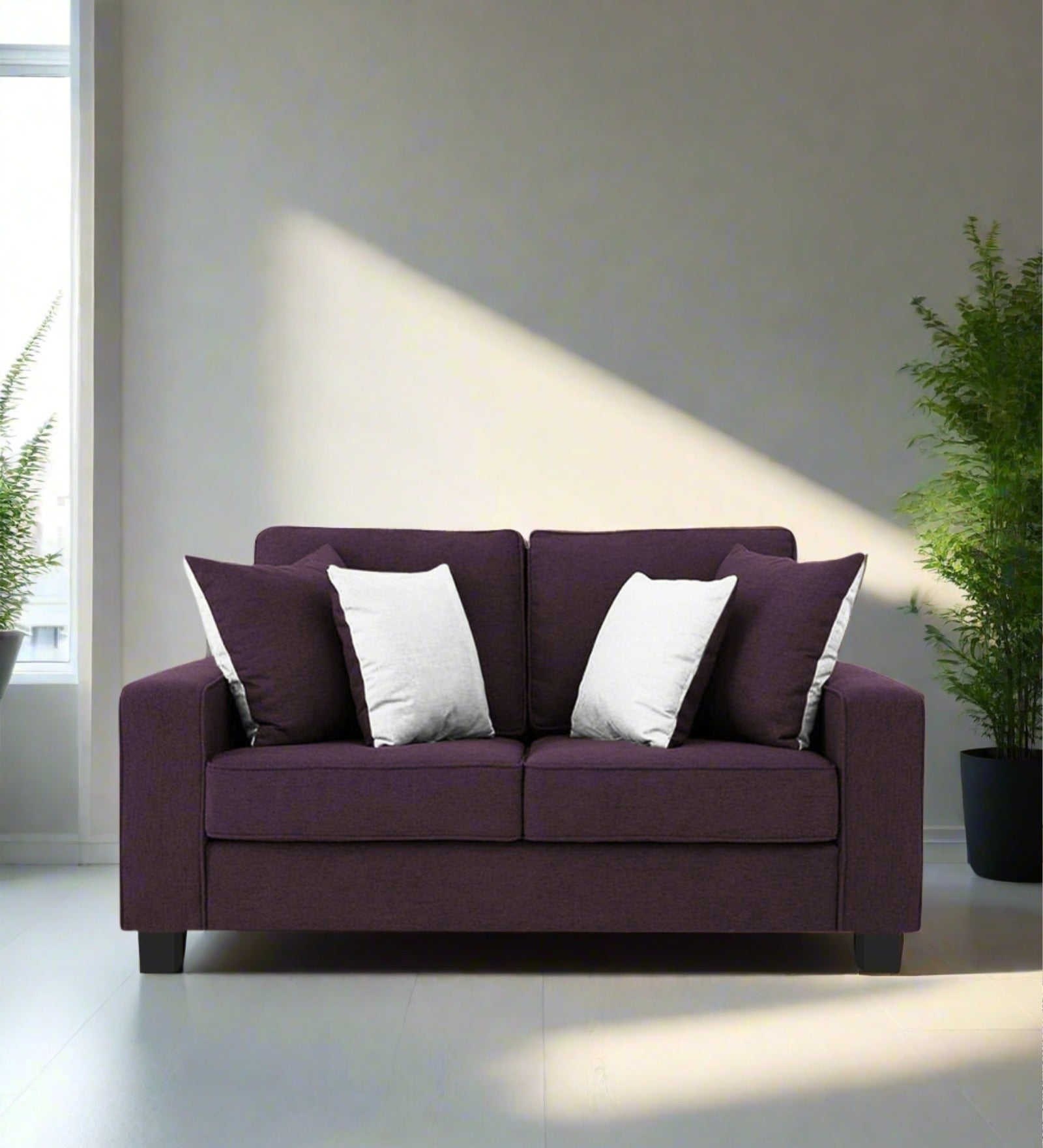 Ladybug Fabric 2 Seater Sofa In Greek Purple Colour - Febonic Living