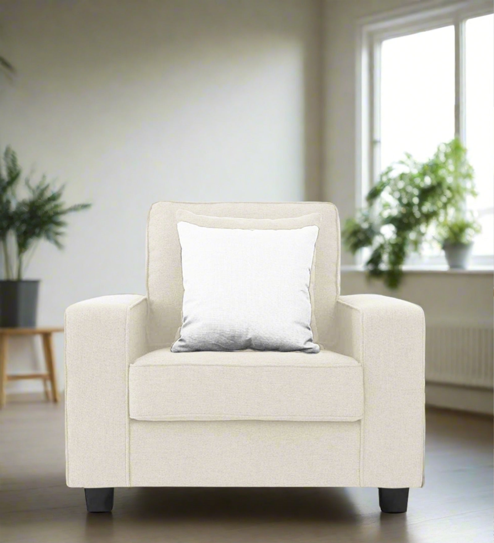 Ladybug Fabric 1 Seater Sofa In Ivory Cream Colour - Febonic Living
