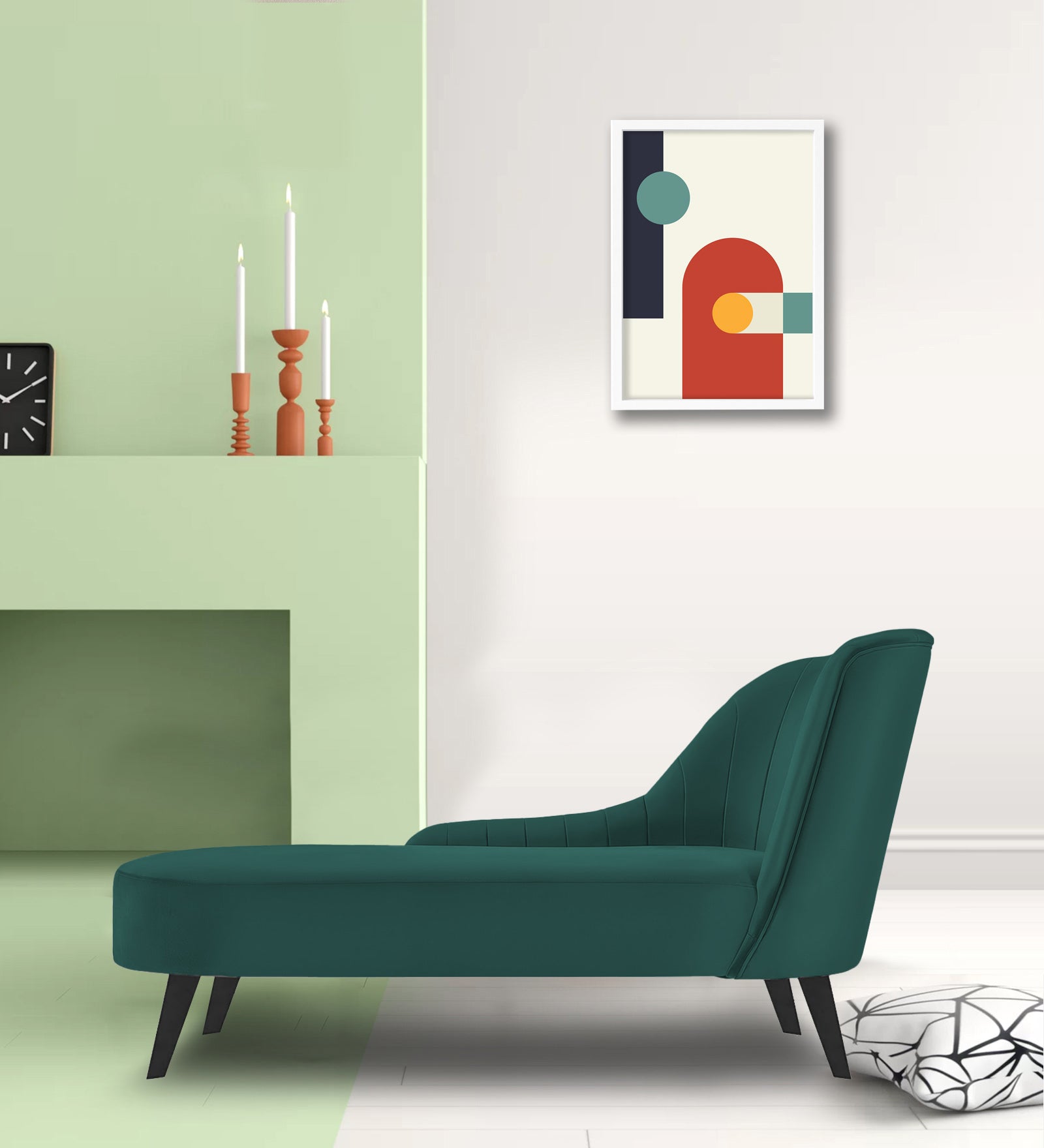 Flora Velvet LHS Chaise Lounger In Pine Green Colour - Febonic Living