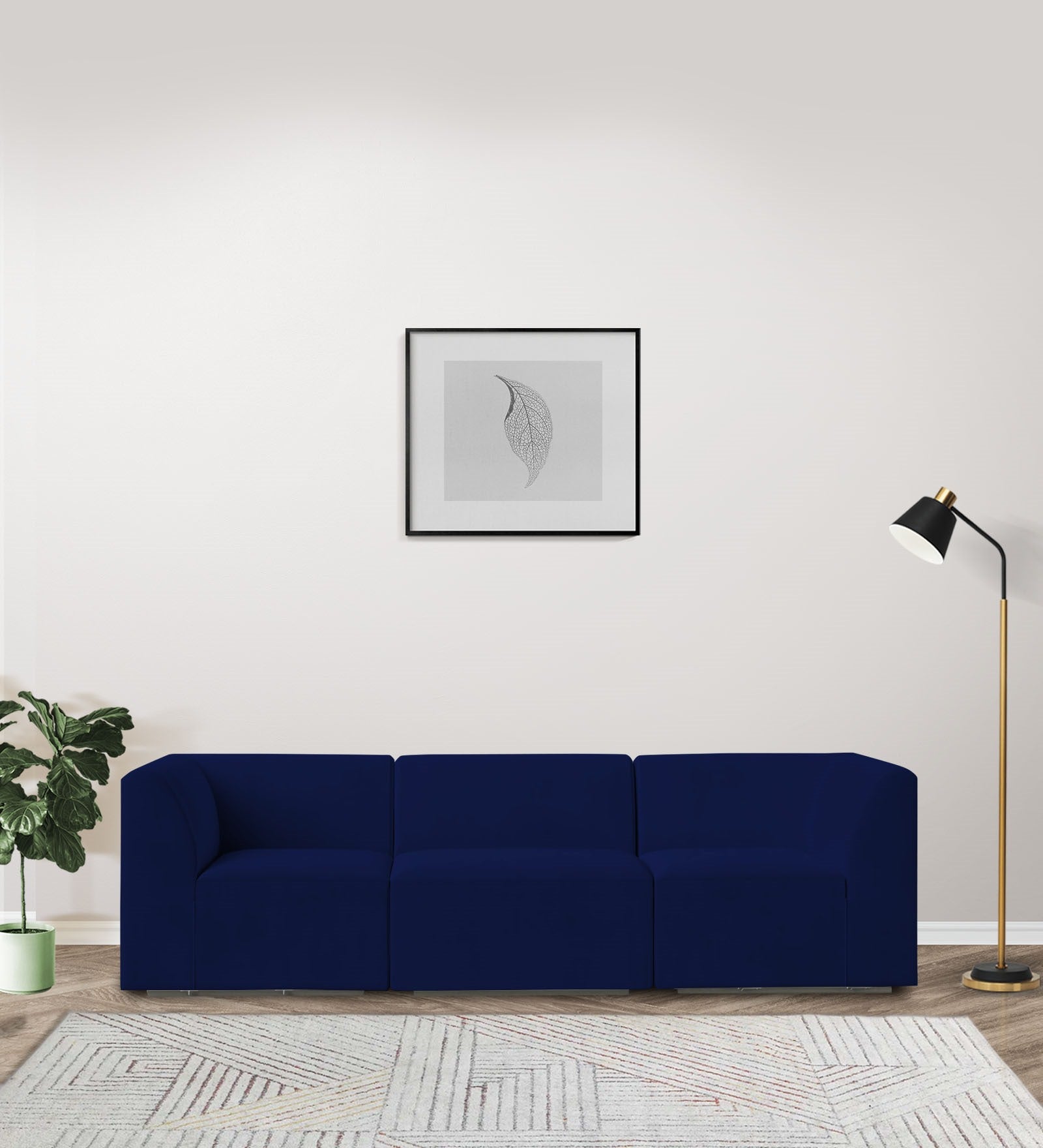 Bufa Velvet 3 Seater Sofa In Dark Blue Colour - Febonic Living