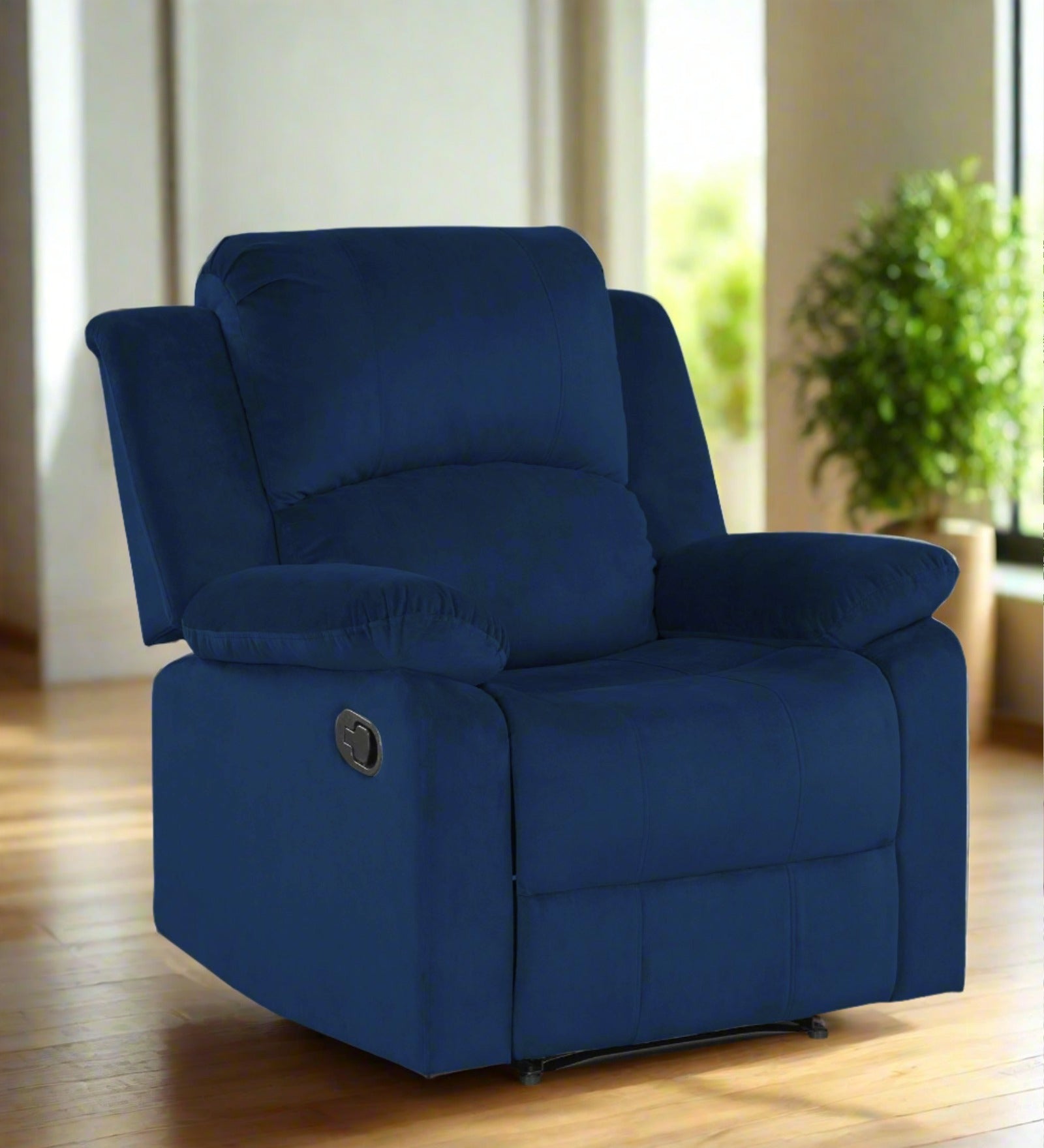 Henry Fabric 1 Seater Manual Recliner In Royal Blue Colour - Febonic Living