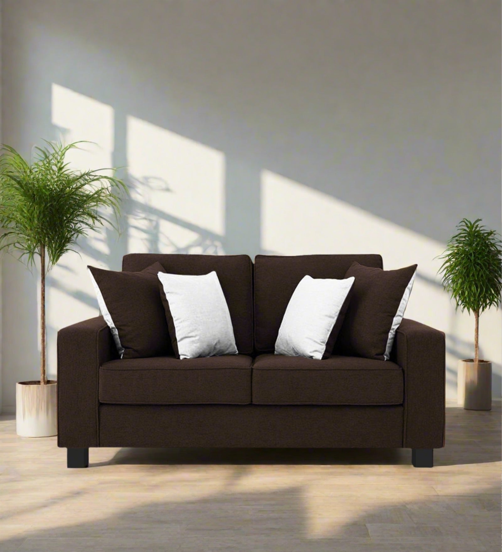 Ladybug Fabric 2 Seater Sofa In Coffee Brown Colour - Febonic Living