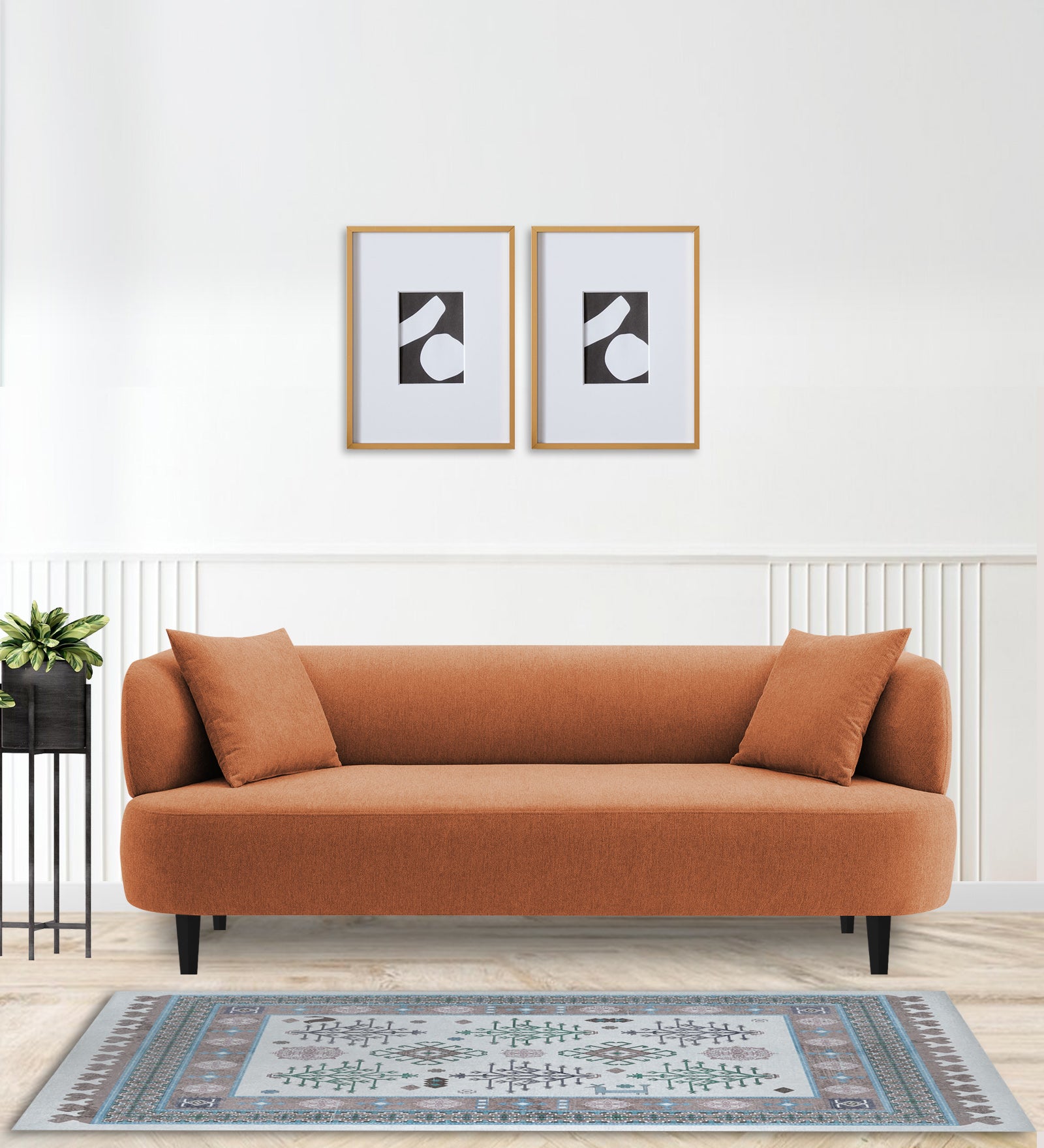 Carson Fabric 3 Seater Sofa in Safforn Orange Colour