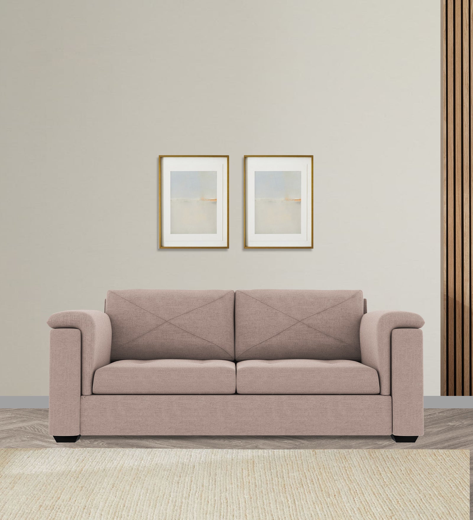 Andres Fabric 3 Seater Sofa In Mush Beige Colour - Febonic Living