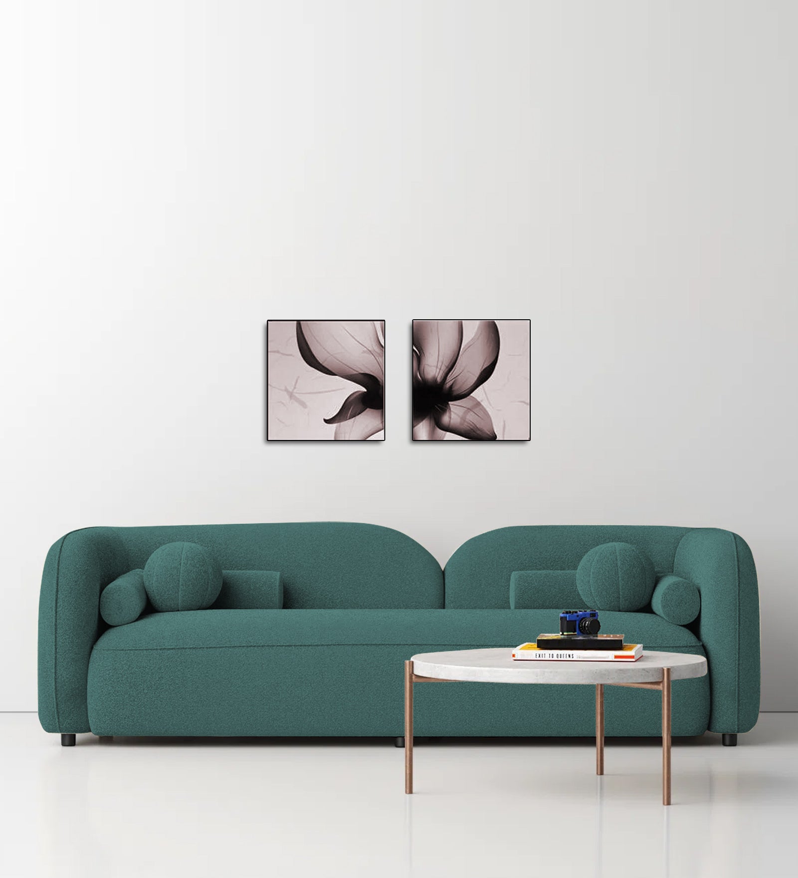 Corny Boucle Fabric 3 Seater Sofa In Bark Green Colour - Febonic Living